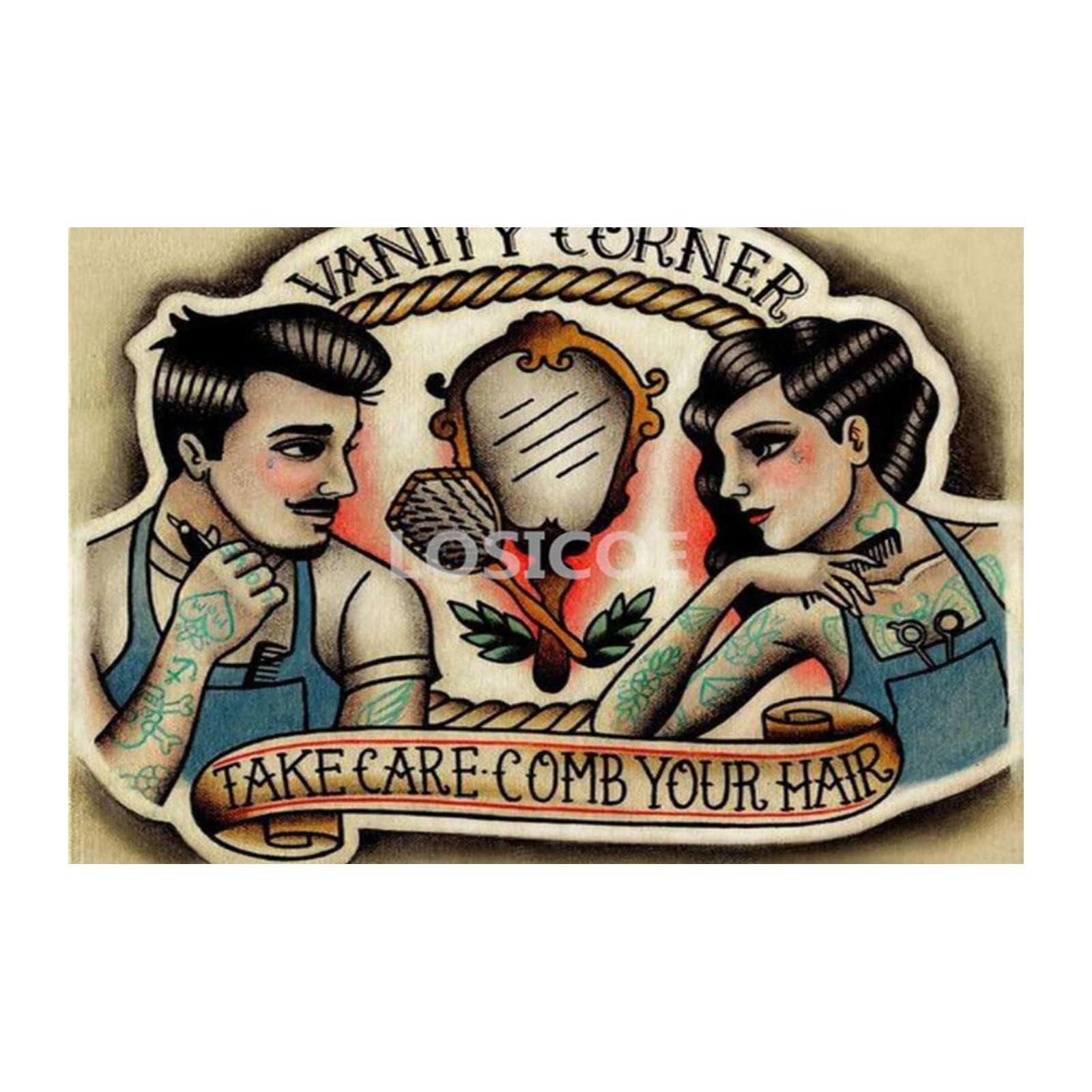 Vintage Barber & Stylist Vanity Corner Wall Art