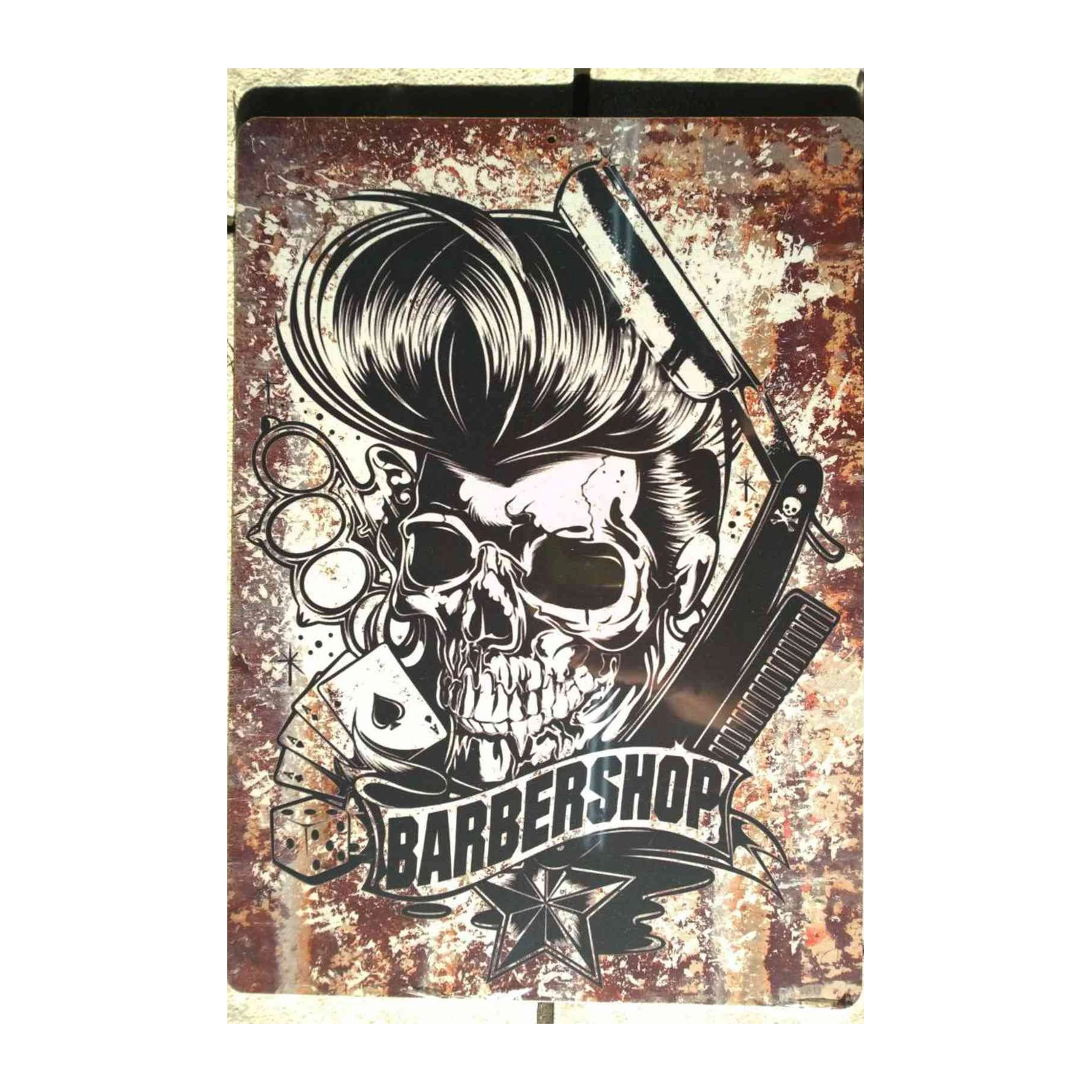 Retro Skull Barber Straight Razor Wall Art