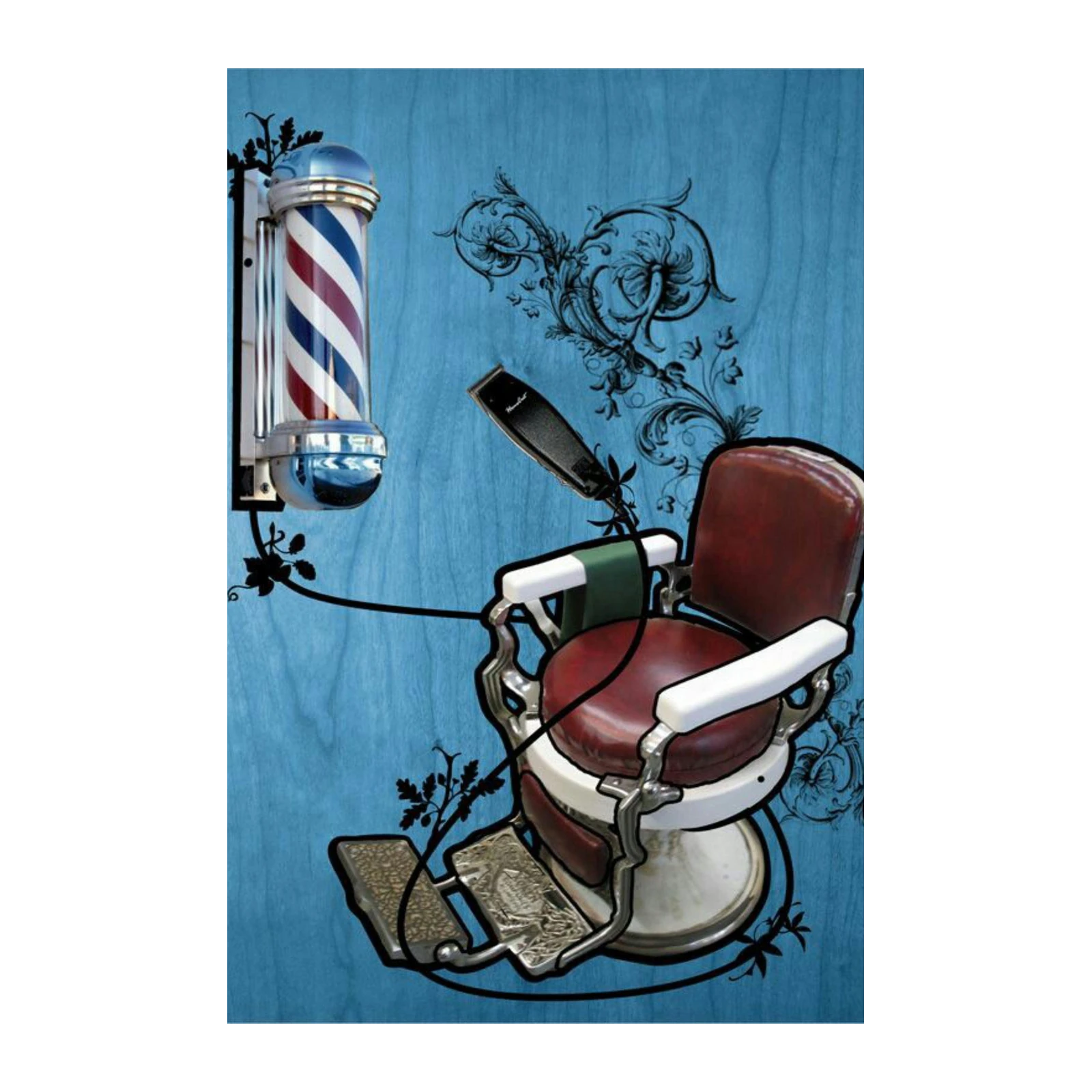 Vintage Barber Chair & Pole Wall Art