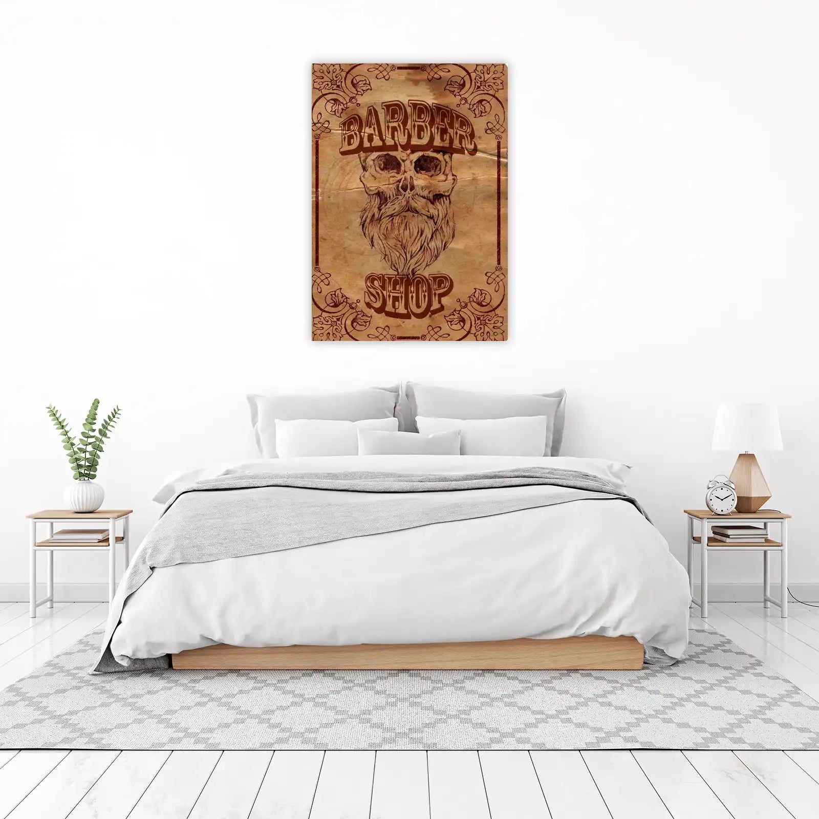 Vintage Skull Barber Shop Wall Art