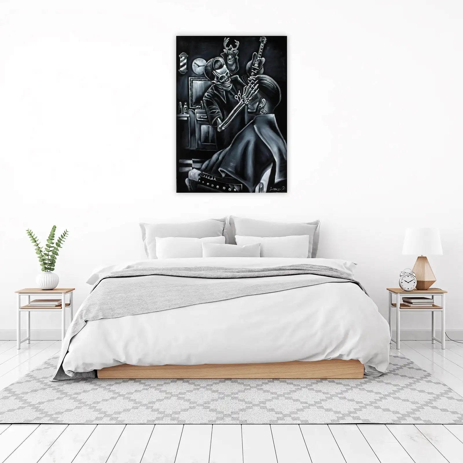 Skeleton Barber Rock 'n' Roll Wall Art