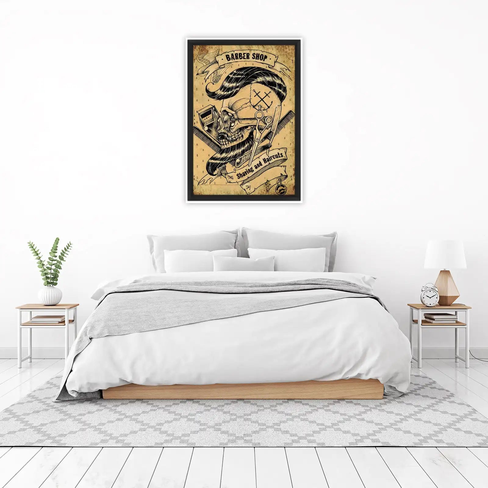 Vintage Skull Barber Shop Wall Art