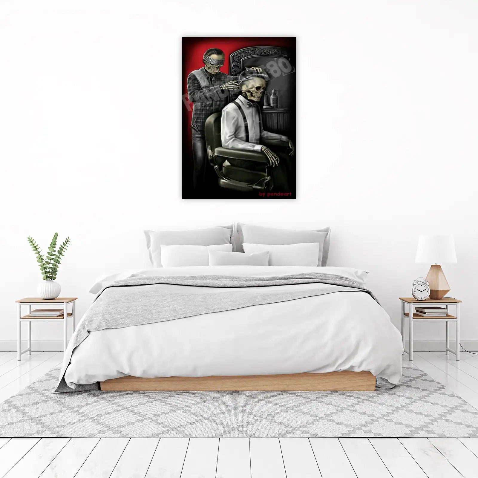 Skeleton Barber Shop Art Wall Art