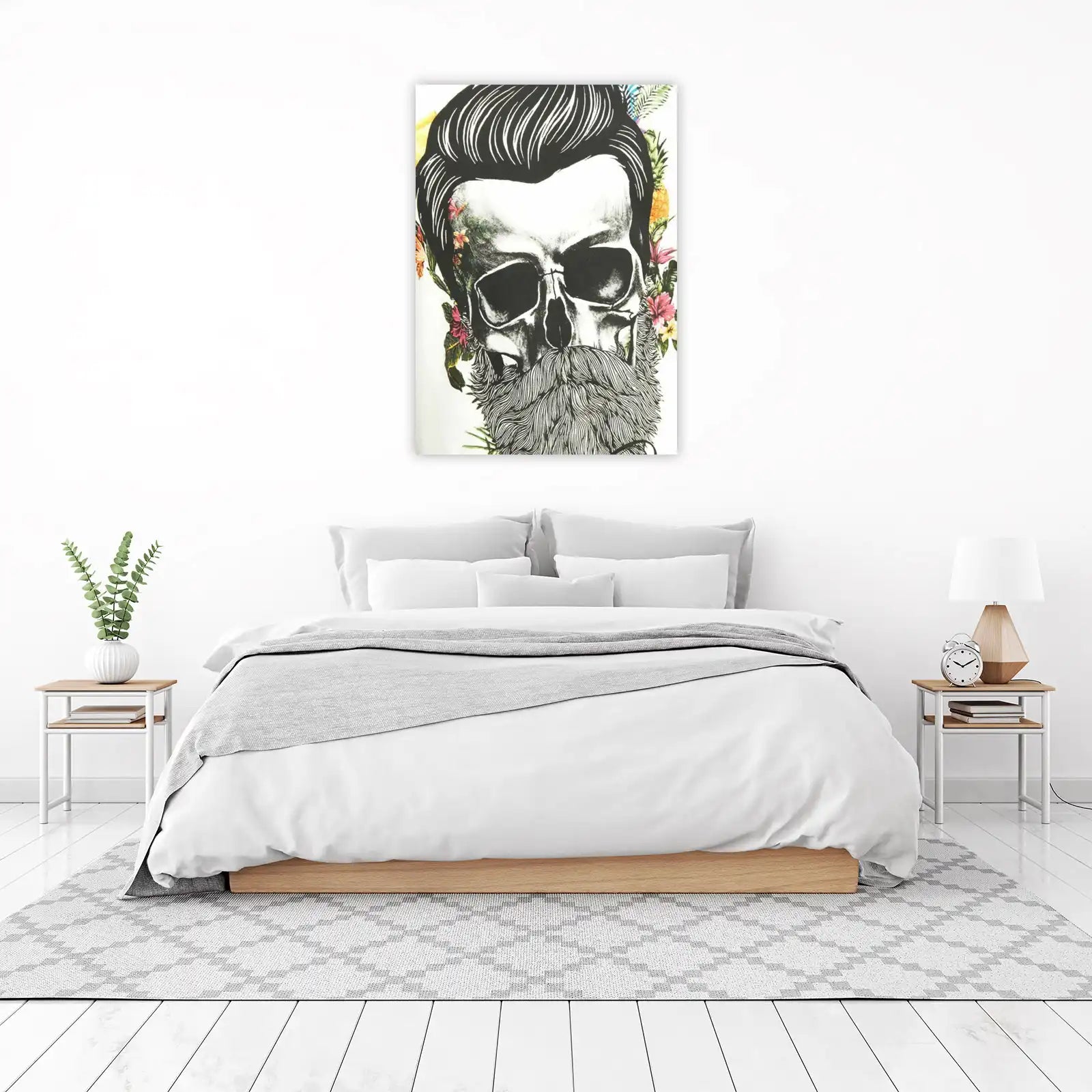 Edgy Skull Tropical Floral Wall Art
