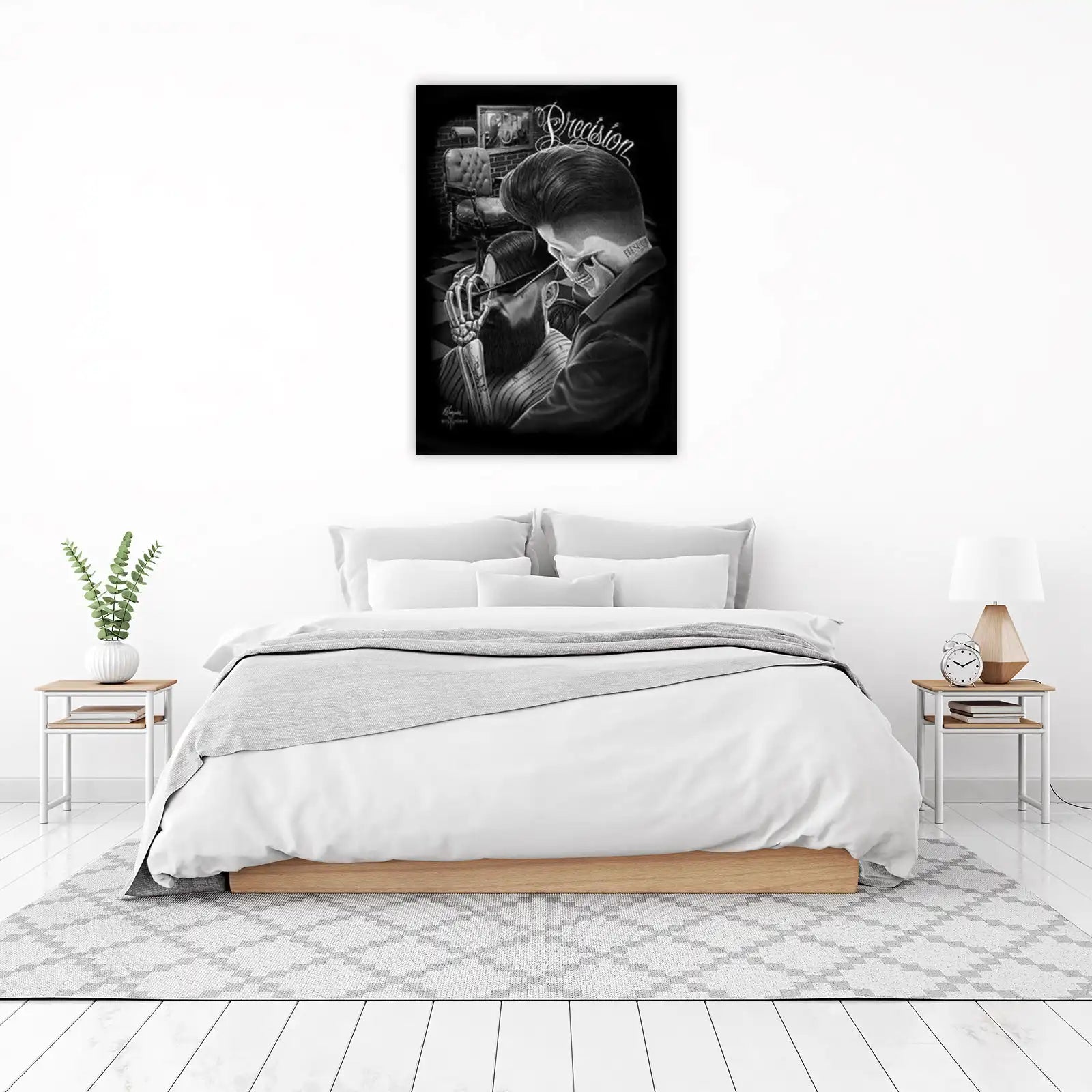 Skeleton Barber Precision Art Wall Art