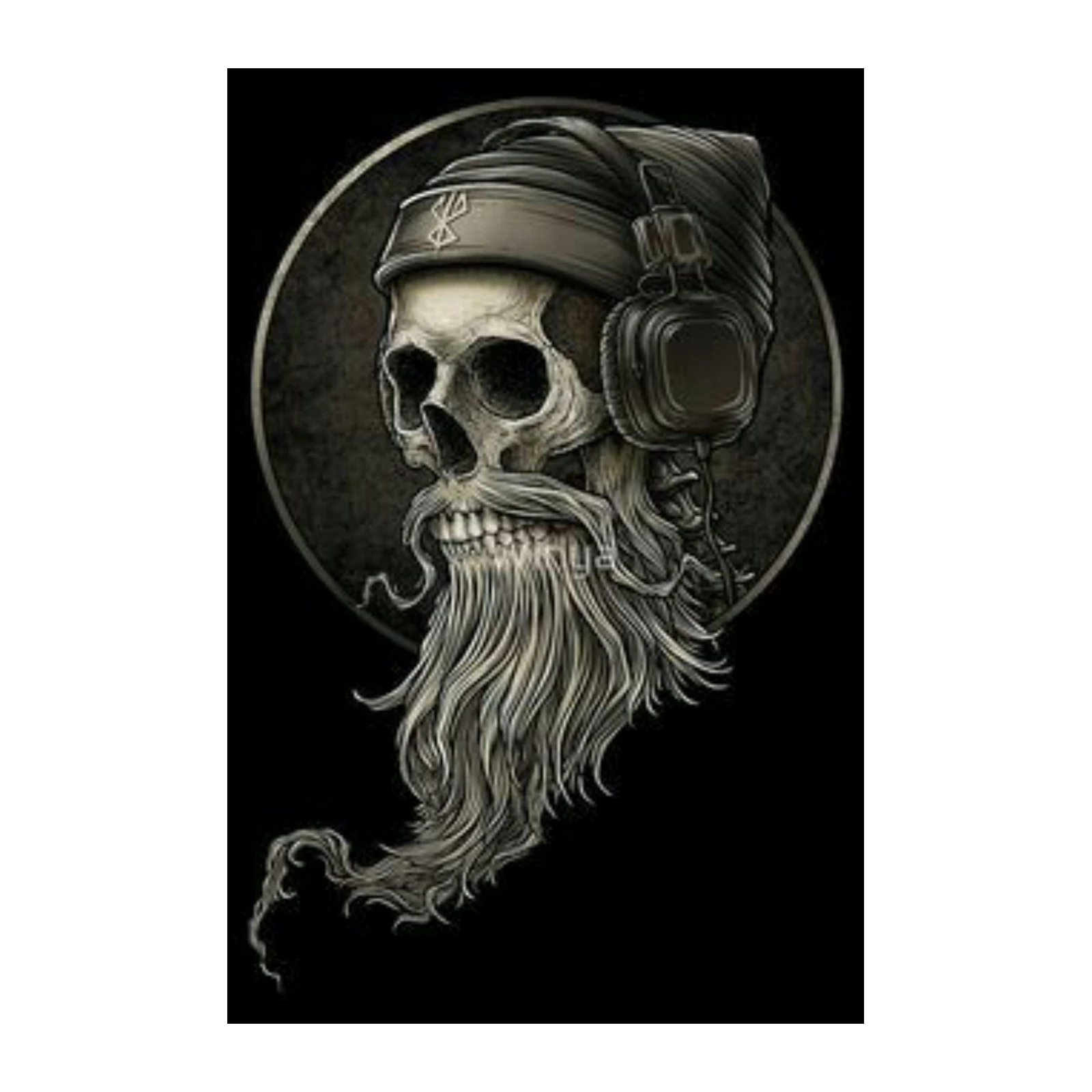 Bearded Skull Headphones Wall Art