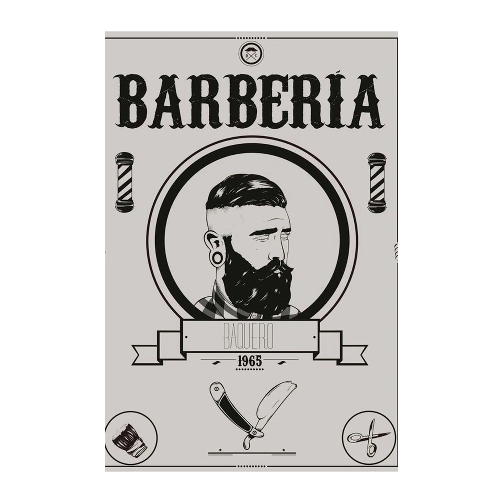 Retro Barber Vintage Man Portrait Wall Art