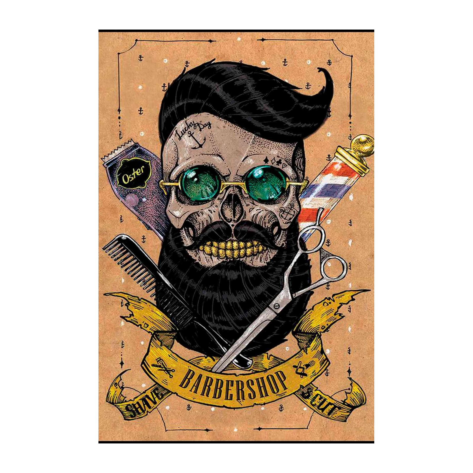 Skull Barbershop & Shave Cut Wall Art
