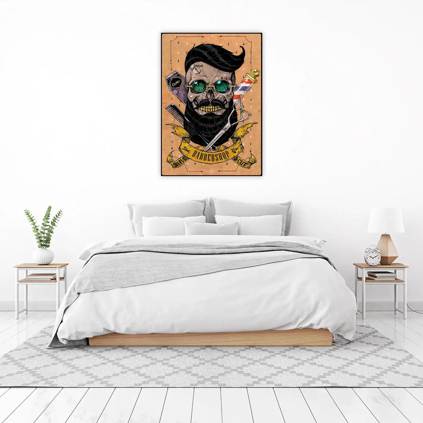 Skull Barbershop & Shave Cut Wall Art