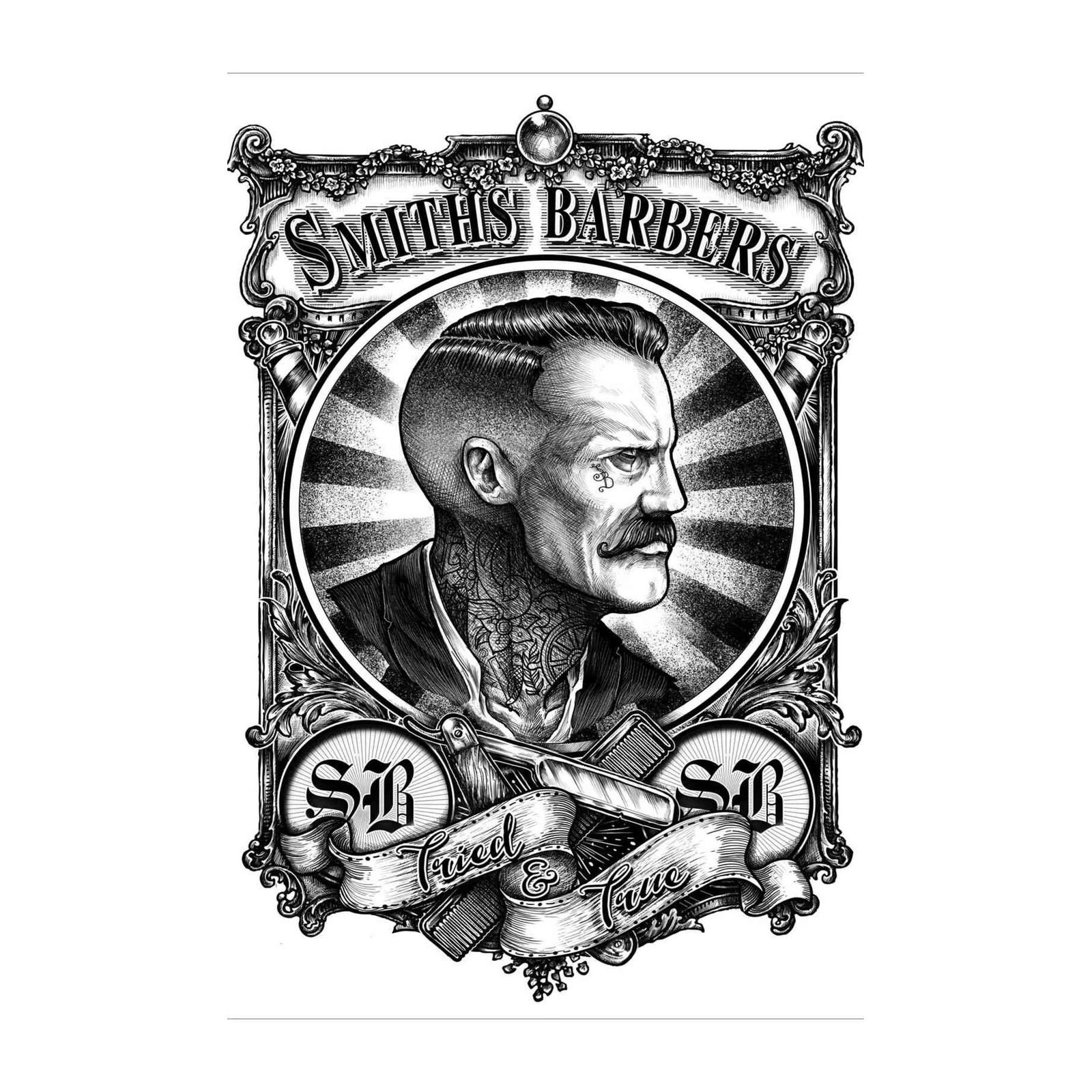 Vintage Barber Portrait "Tried & True" Wall Art