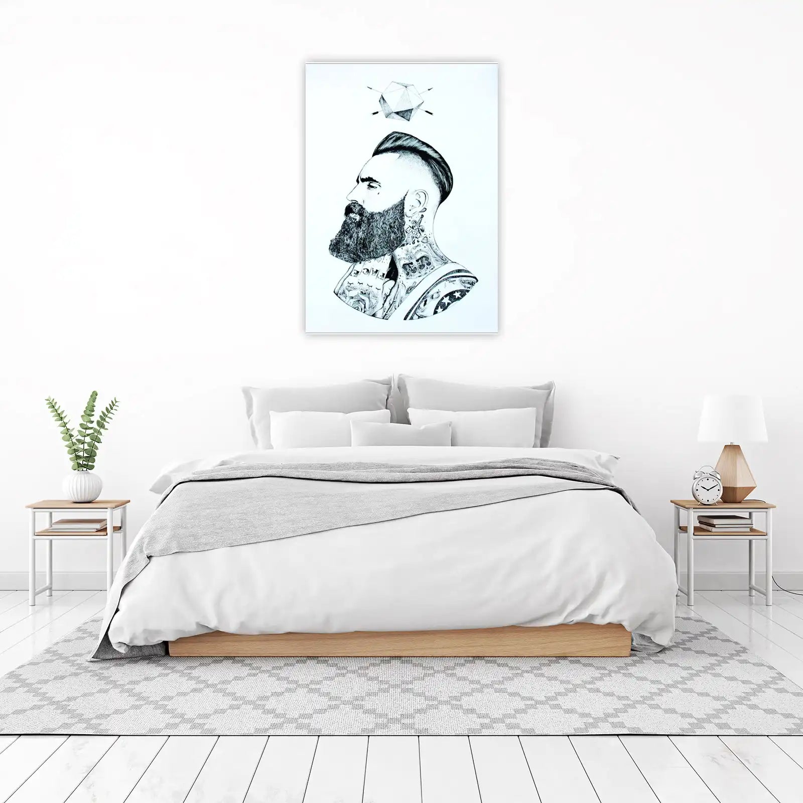 Urban Edge Bearded Man Tattoo Art Wall Art
