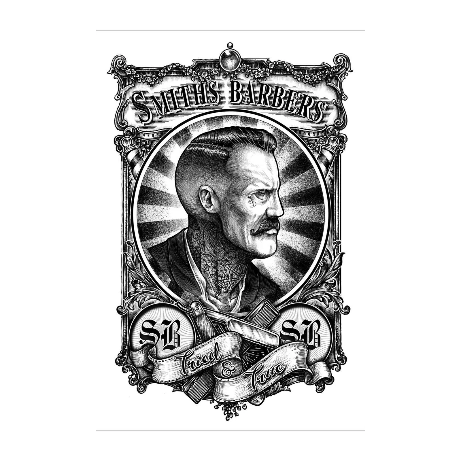 Vintage Barber Portrait Wall Art