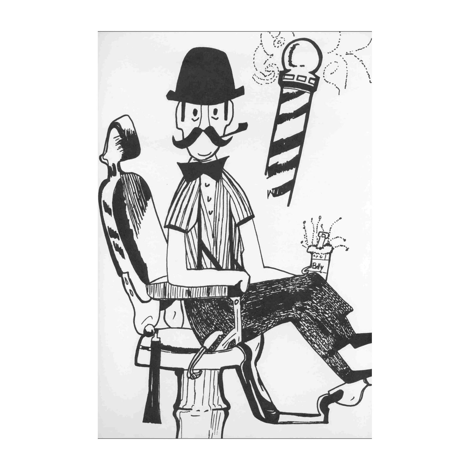 Whimsical Barber Vintage Scene Wall Art