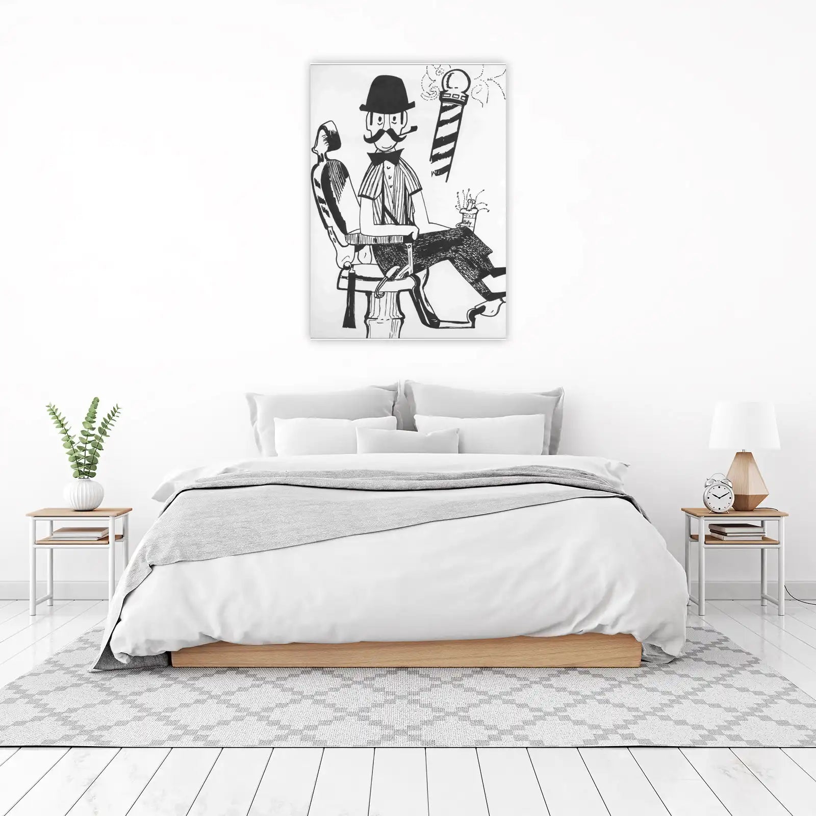 Whimsical Barber Vintage Scene Wall Art