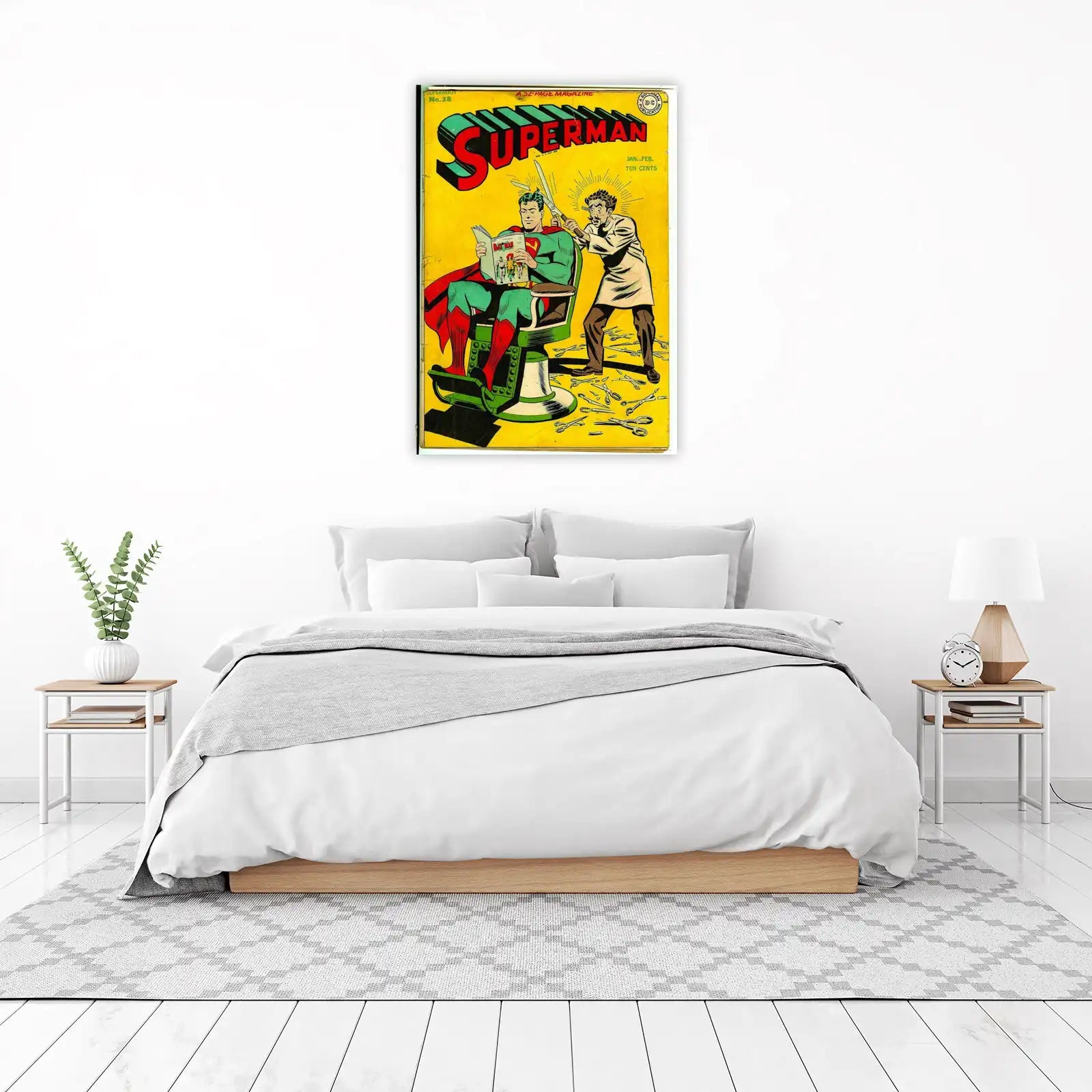 Vintage Superman Barber Scene Wall Art