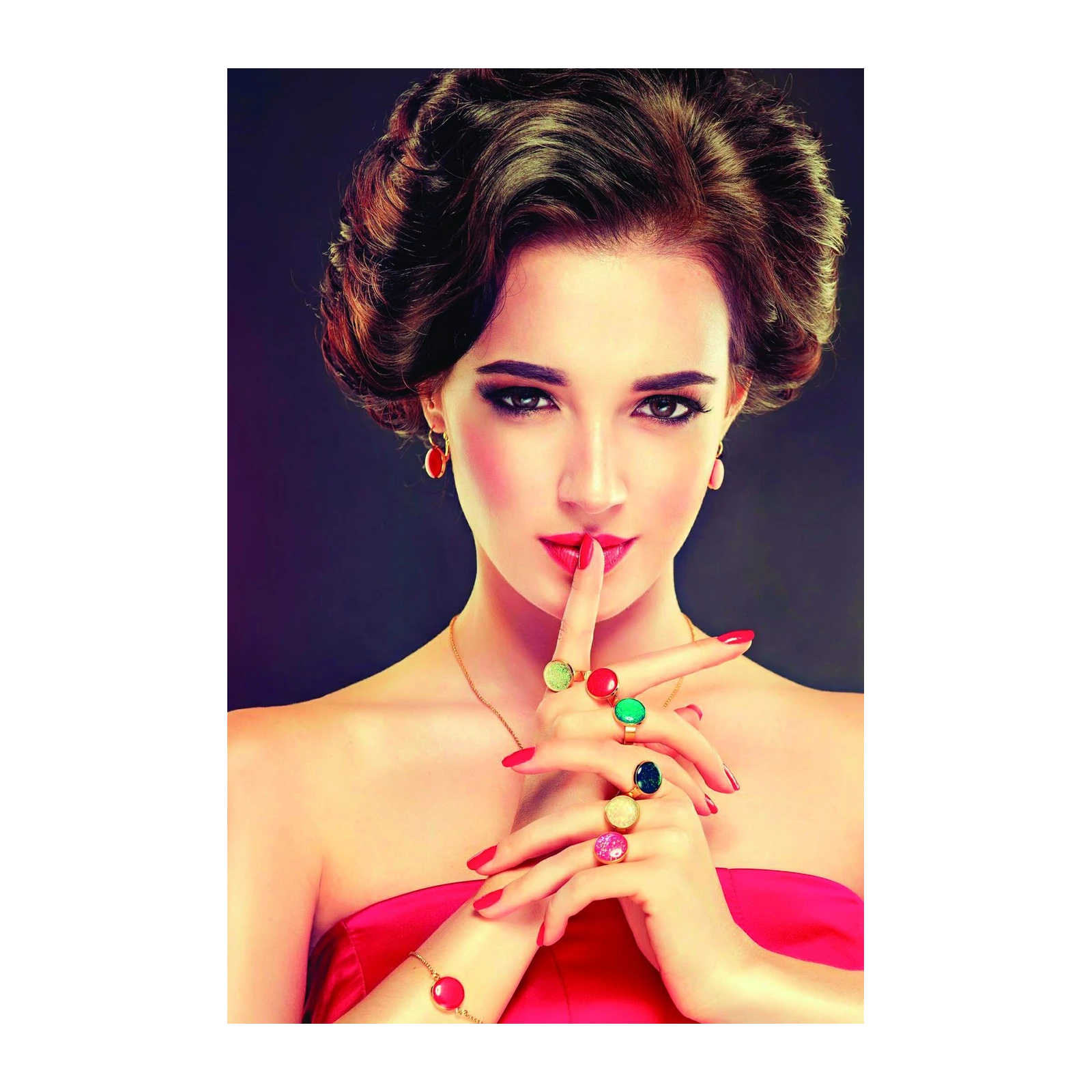 Glamorous Woman Portrait Luxury Jewelry Wall Art