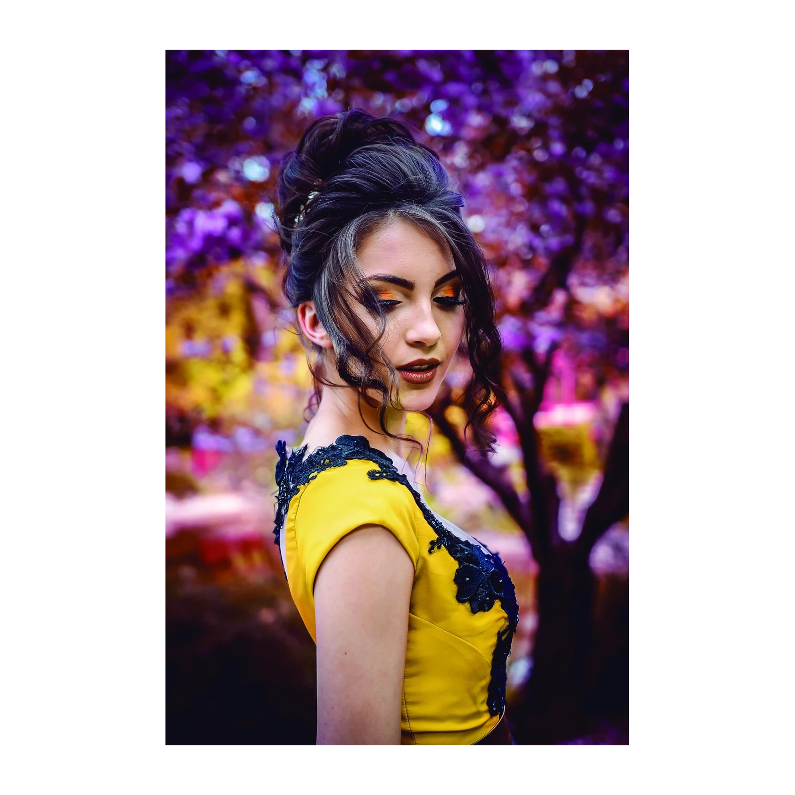 Enchanting Woman Portrait Yellow Dress Wall Art