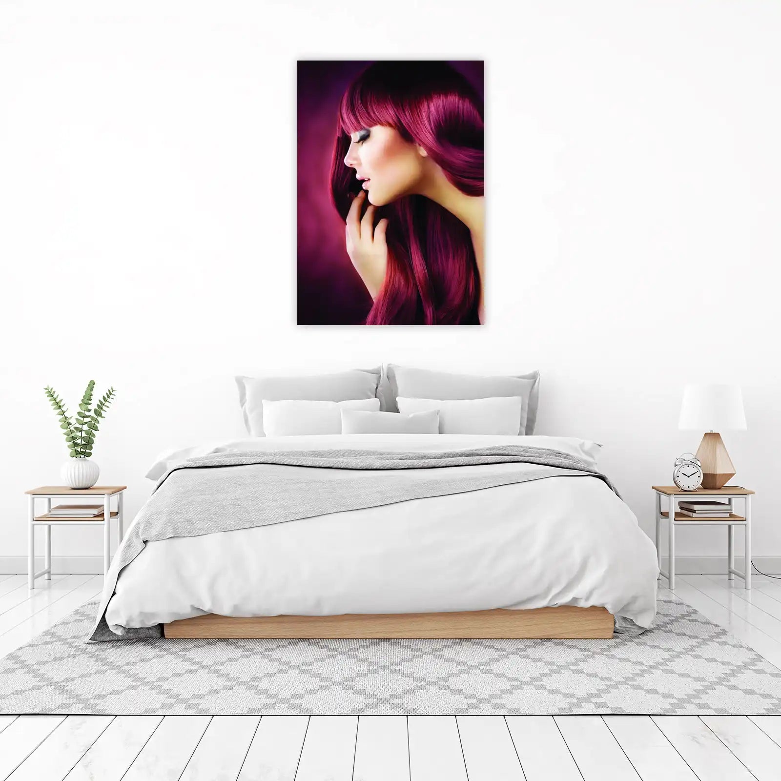 Glamorous Magenta Hair Woman Portrait Wall Art