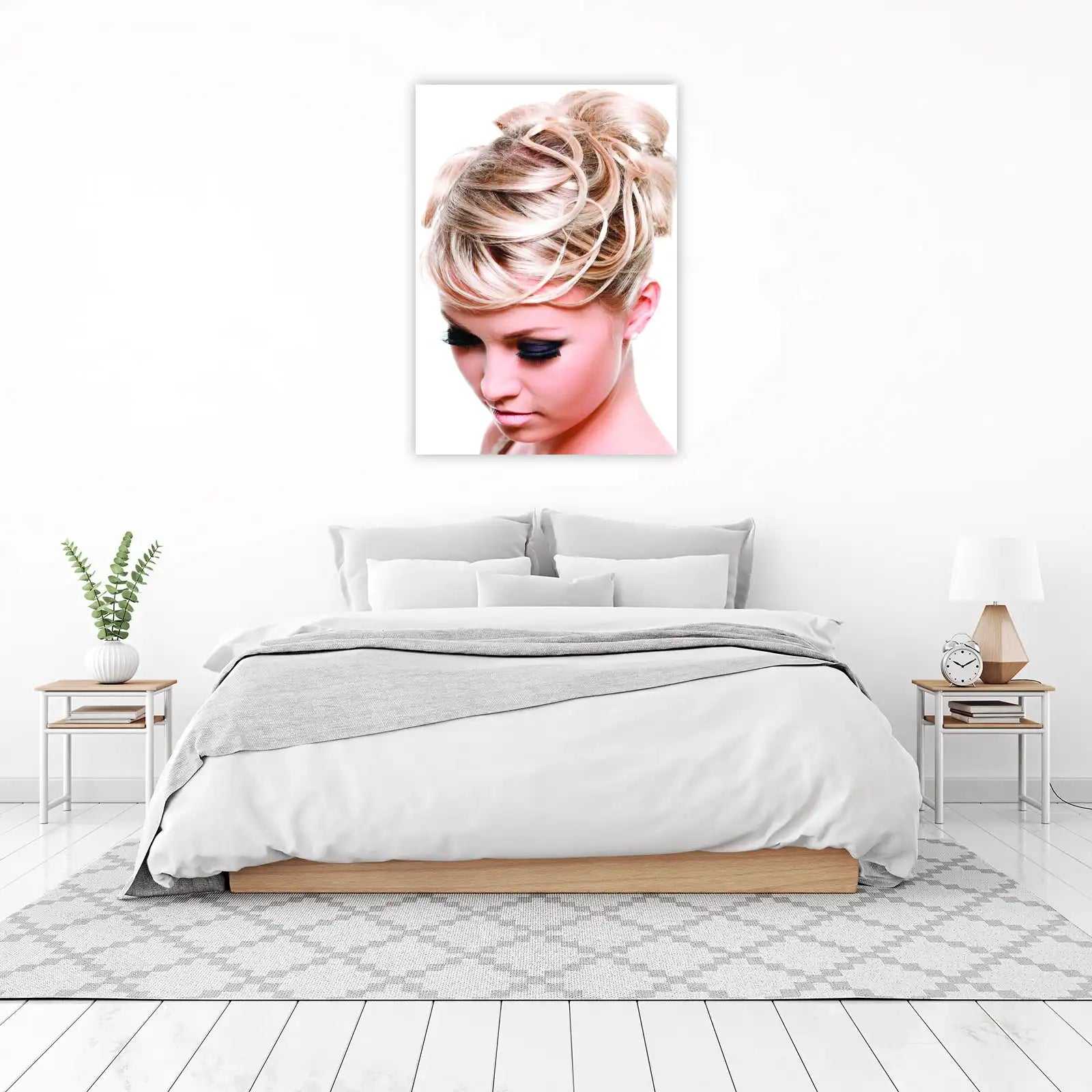 Elegant Blonde Updo & Makeup Wall Art