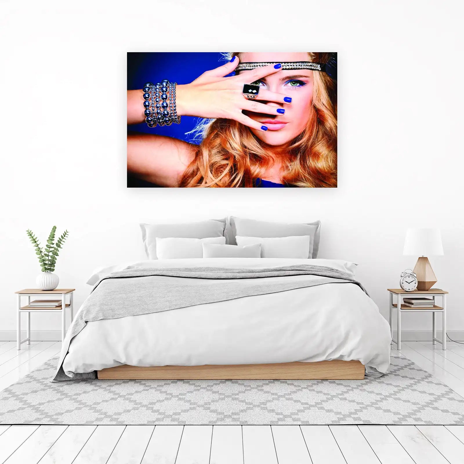 Bold Blue Glamour Portrait Wall Art