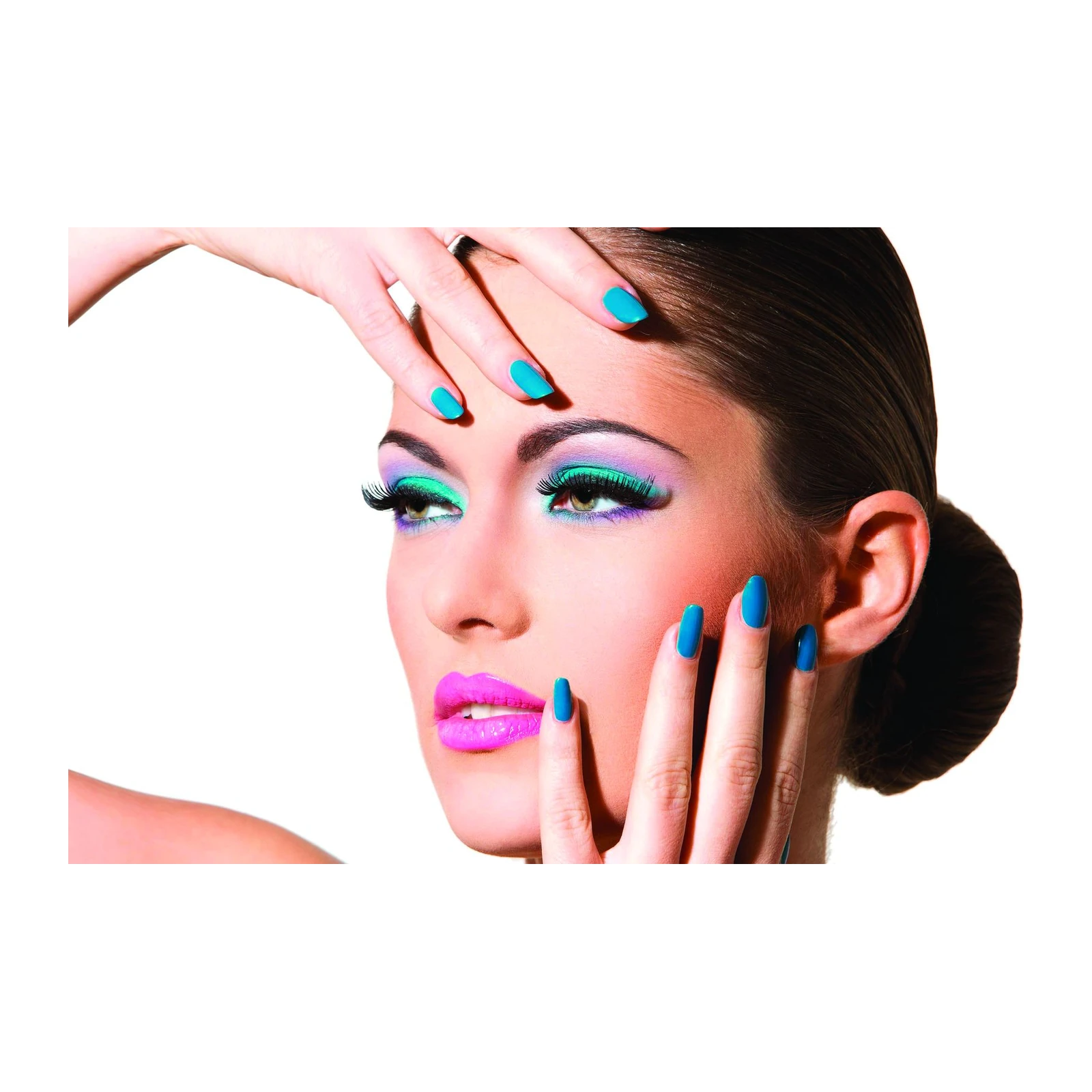 Vibrant Beauty Portrait Teal & Pink Wall Art