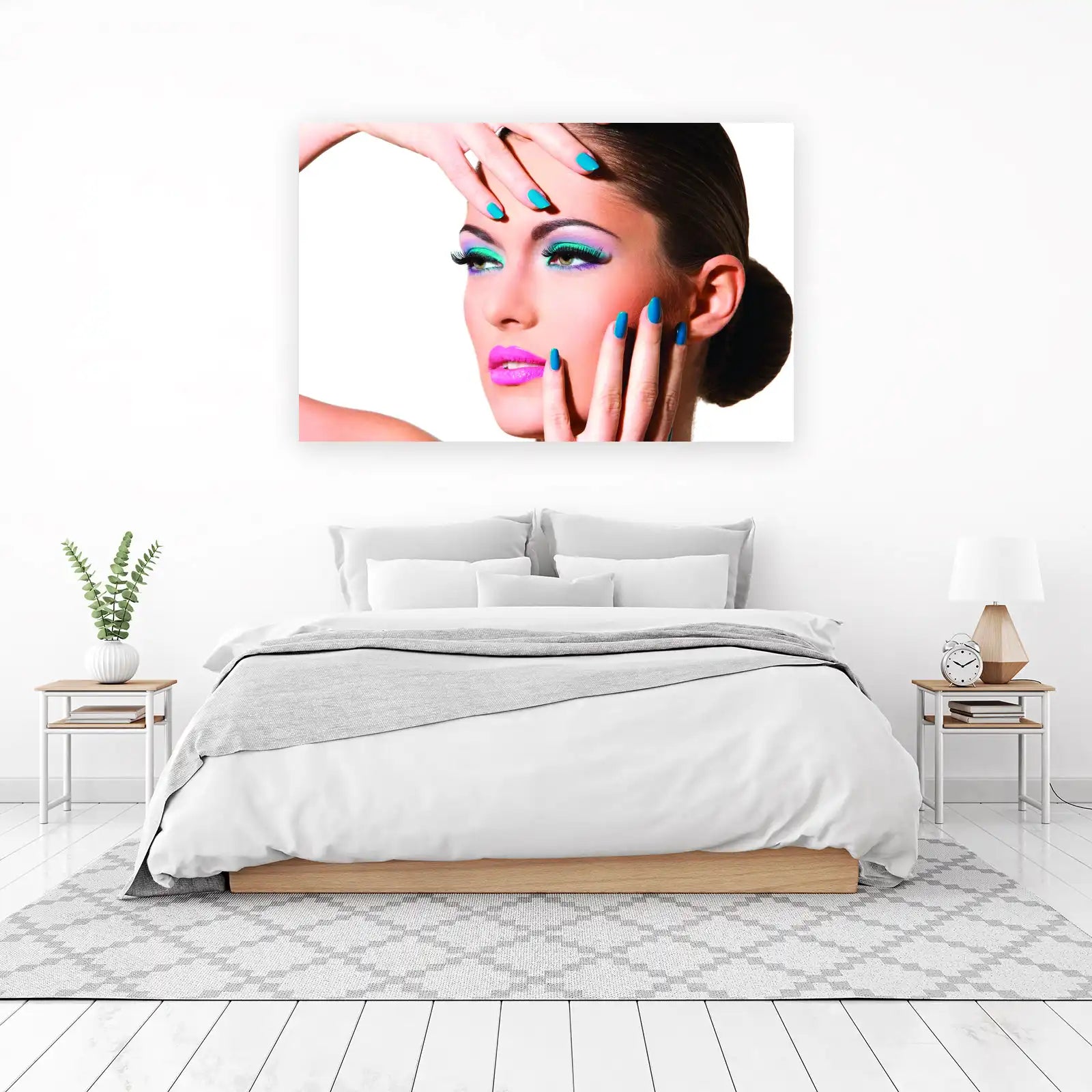 Vibrant Beauty Portrait Teal & Pink Wall Art