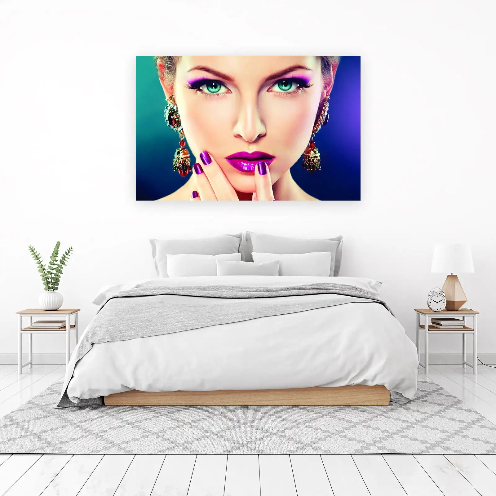 Glamorous Purple Eye Makeup & Earrings Wall Art