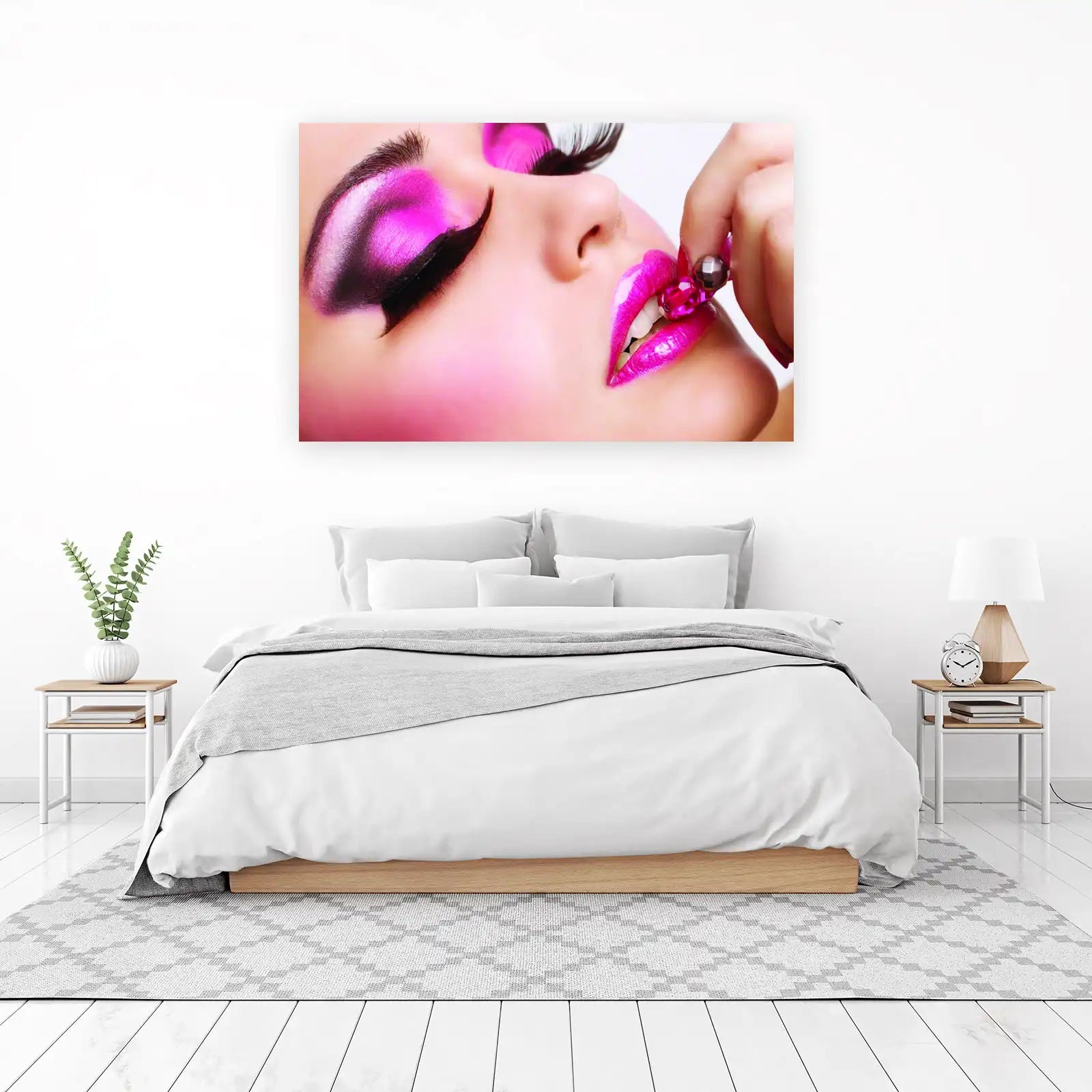 Glamorous Pink Makeup Portrait Wall Art