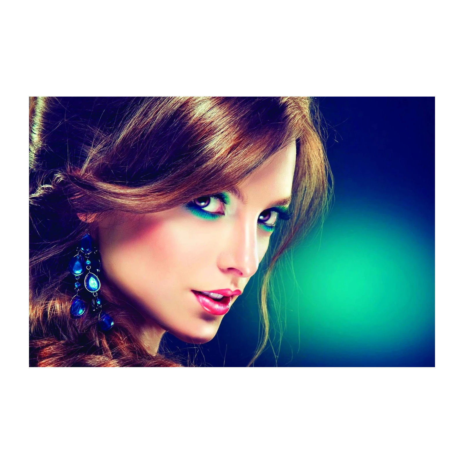 Glamorous Woman Teal Eyes Wall Art