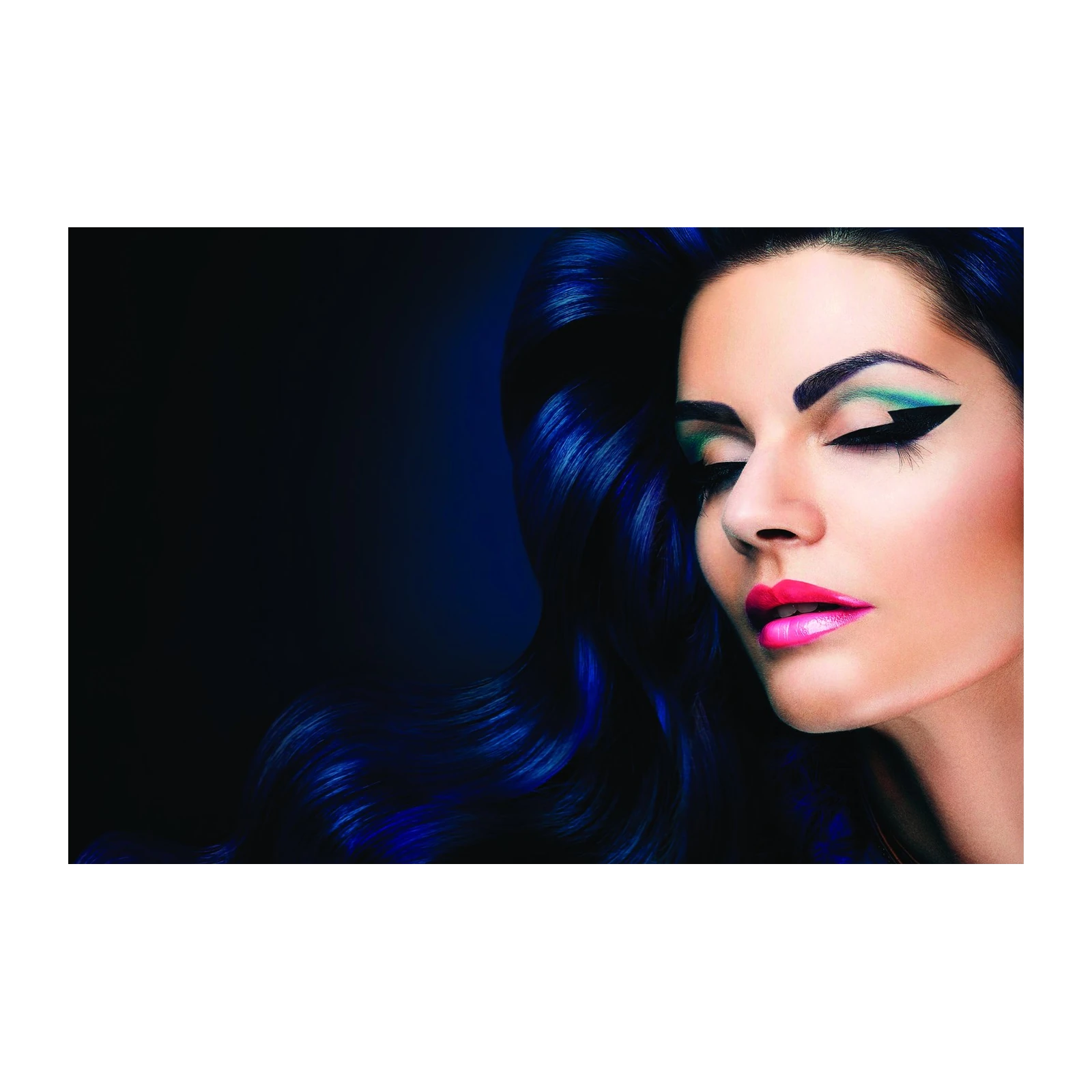 Bold Blue Hair & Makeup Portrait Wall Art
