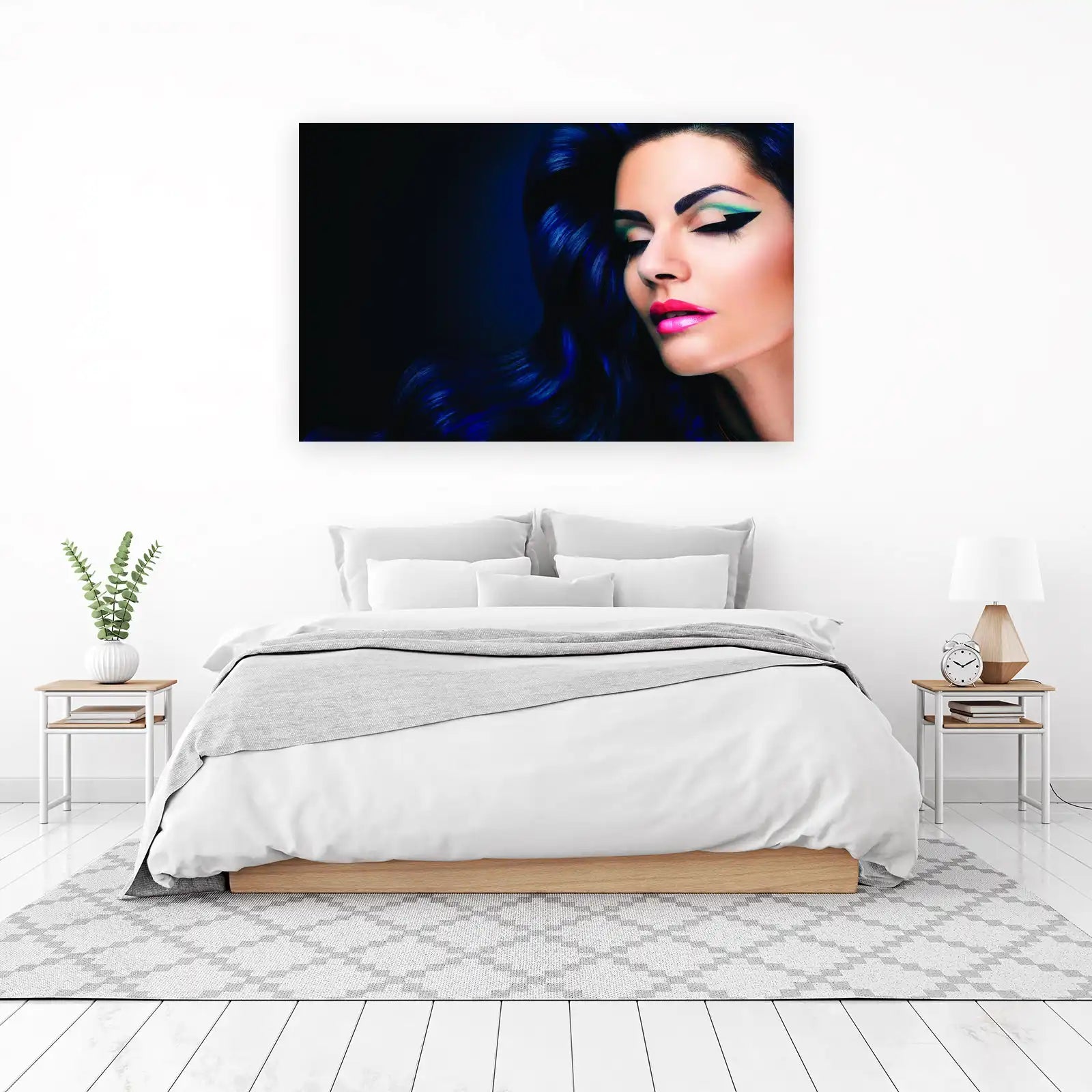 Bold Blue Hair & Makeup Portrait Wall Art