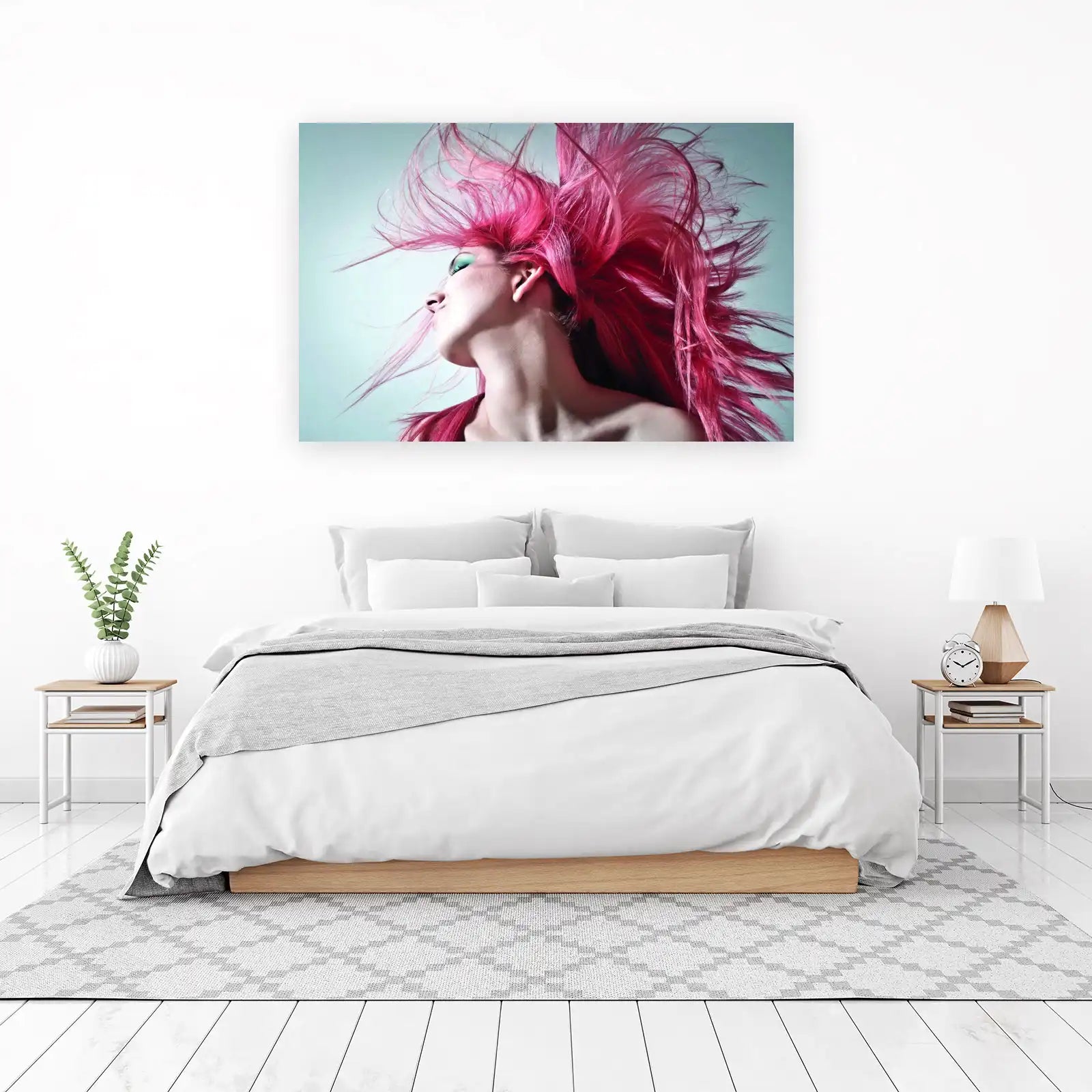 Vibrant Pink Hair Explosion Wall Art