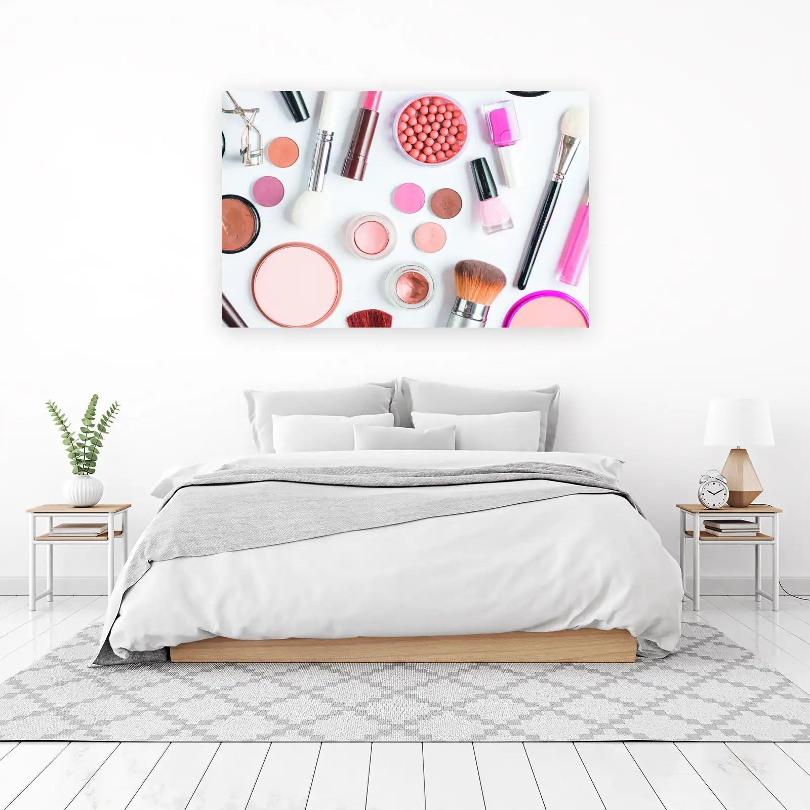 Chic Makeup Essentials Flat Lay Wall Art