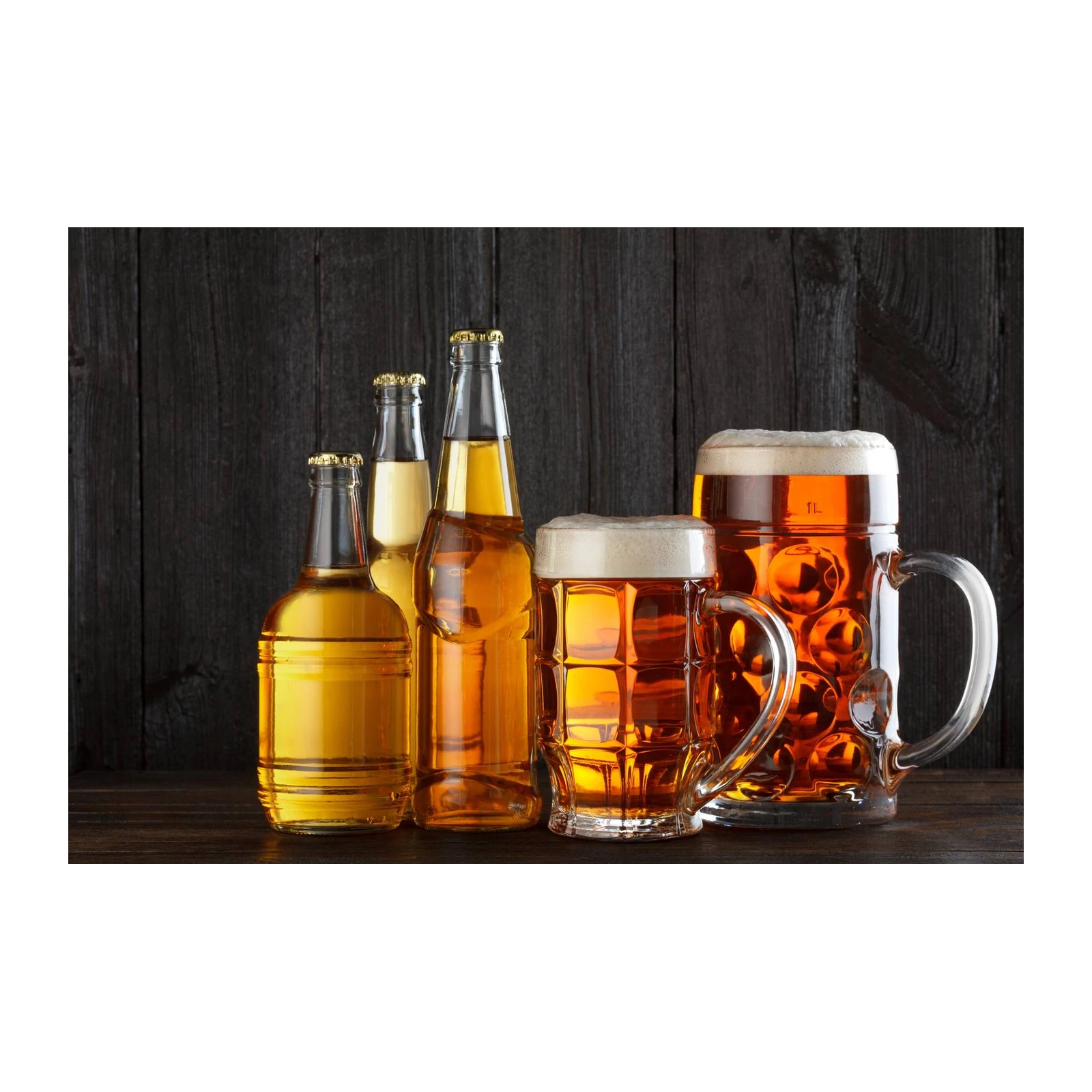Golden Brews Cold Beer Bottles & Mugs Wall Art