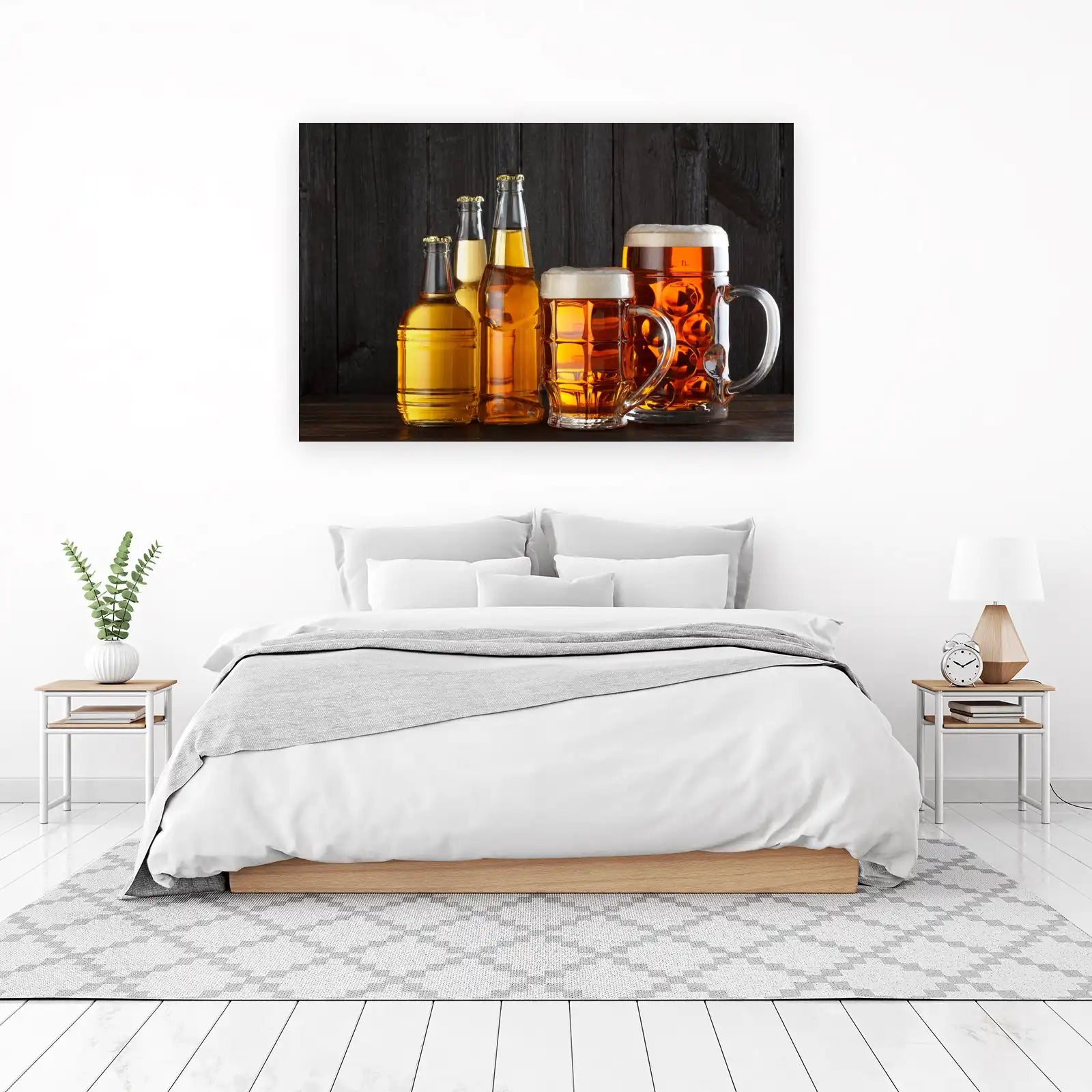 Golden Brews Cold Beer Bottles & Mugs Wall Art