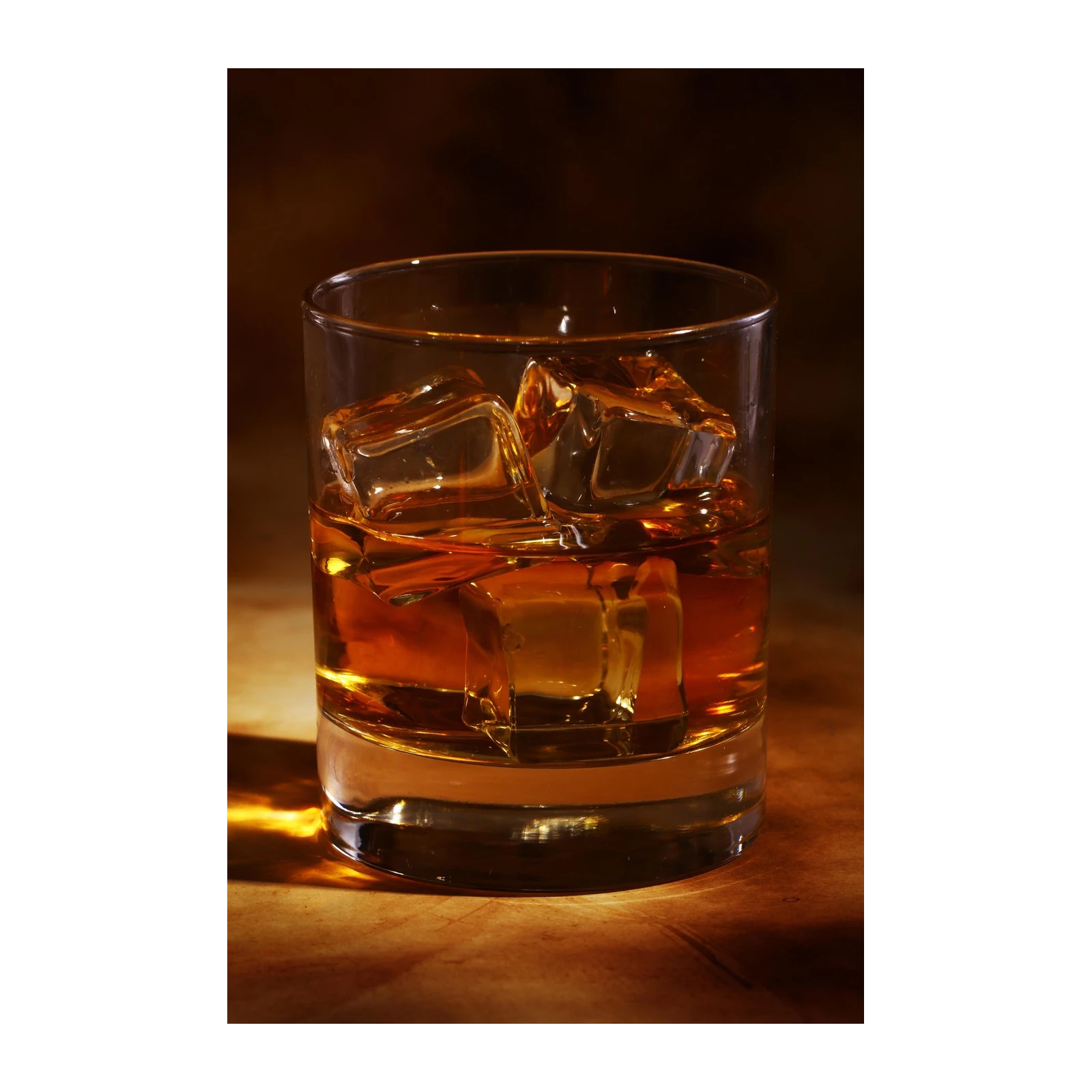 Golden Amber Whiskey On Ice Wall Art