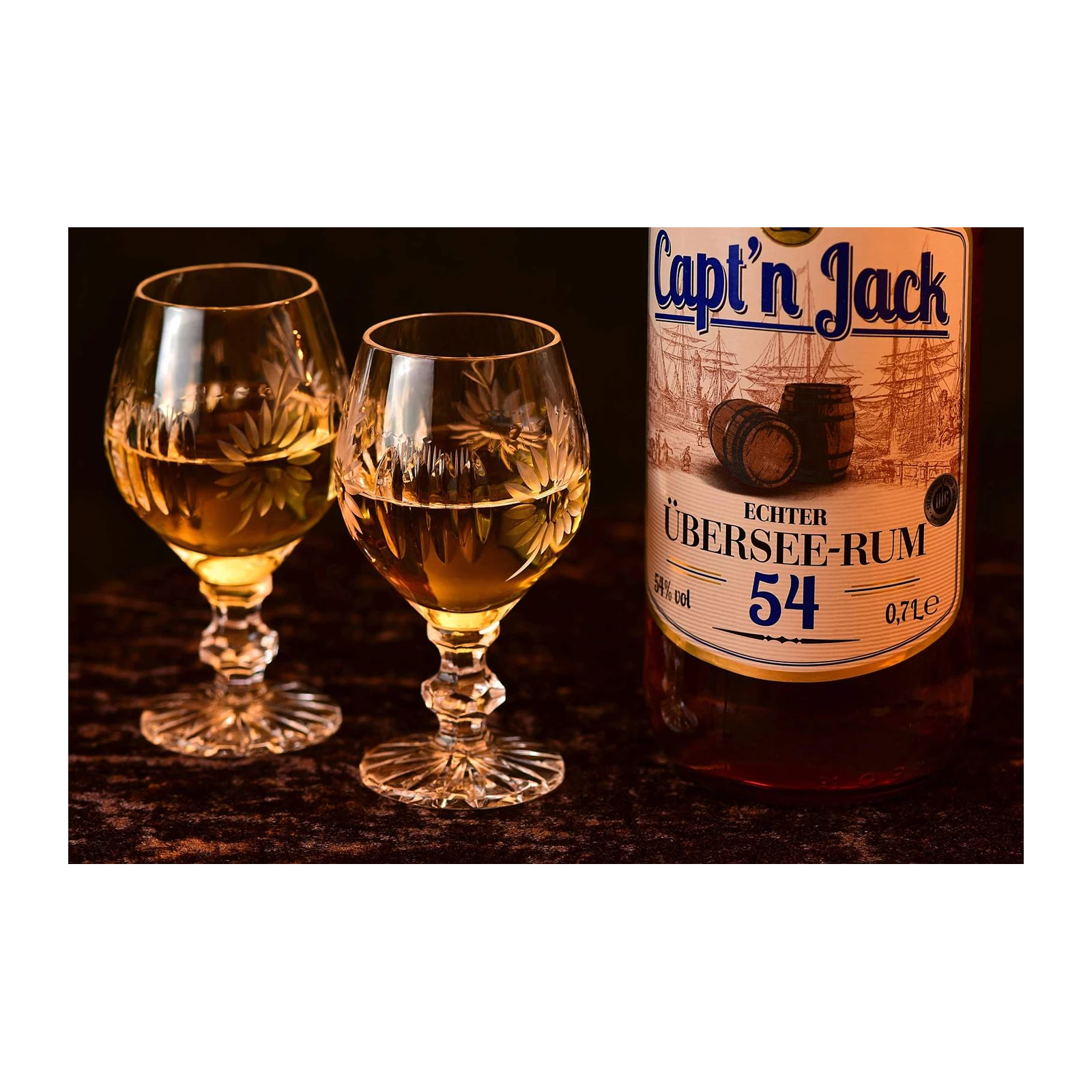 Captain Jack Rum & Crystal Glasses Wall Art
