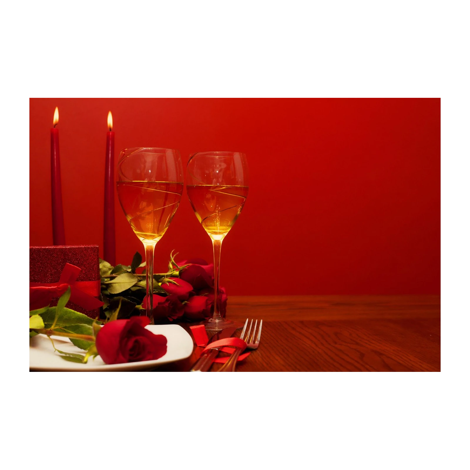 Romantic Dinner Red Roses & Wine Wall Art