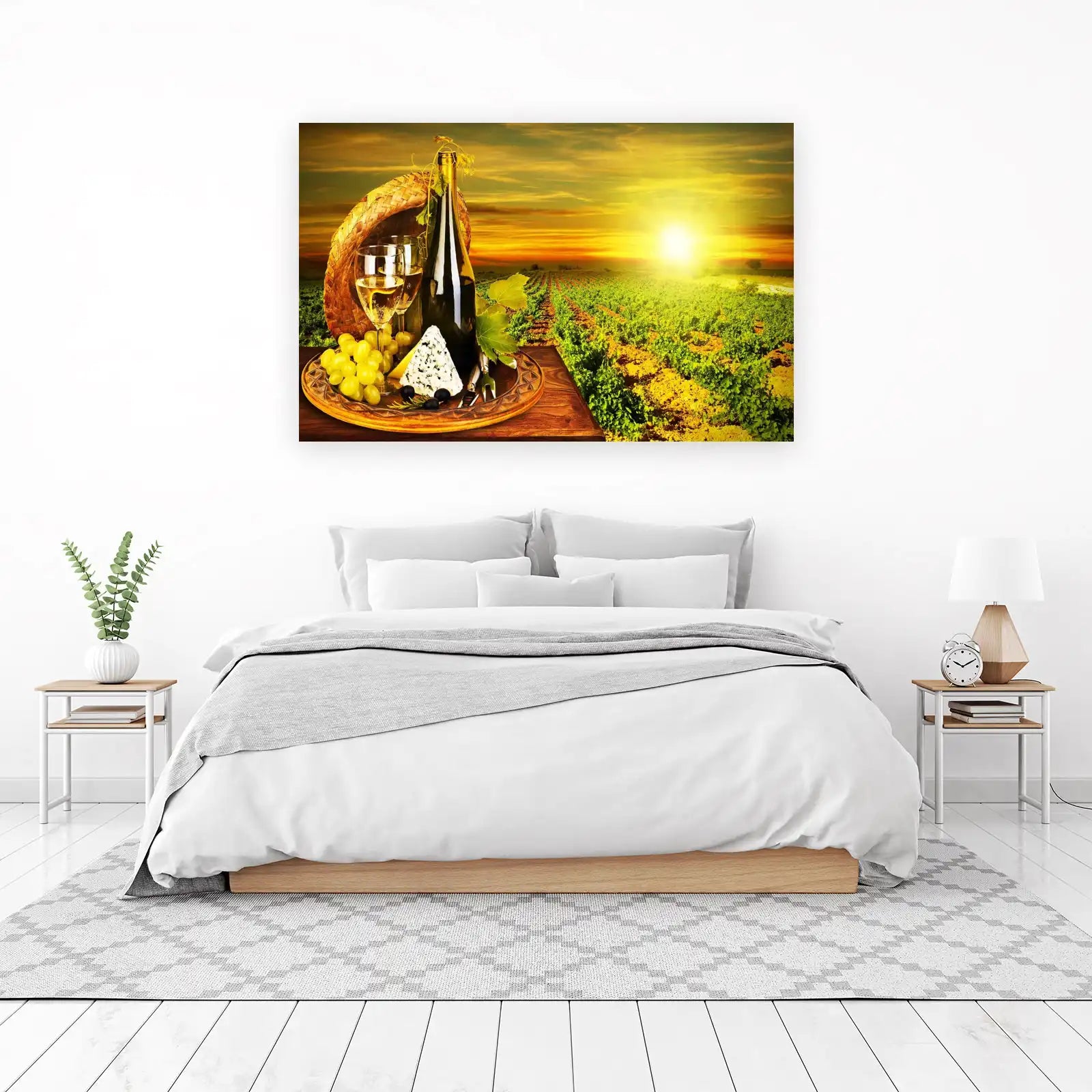 Vineyard Sunset White Wine & Cheese Wall Art