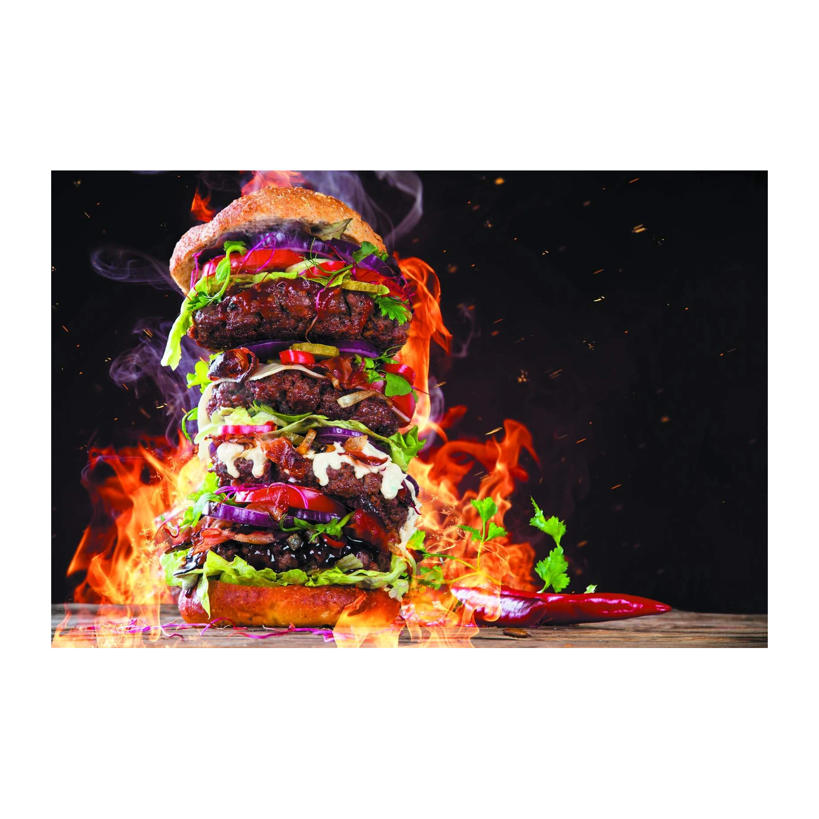 Epic Flaming Burger Art Wall Art