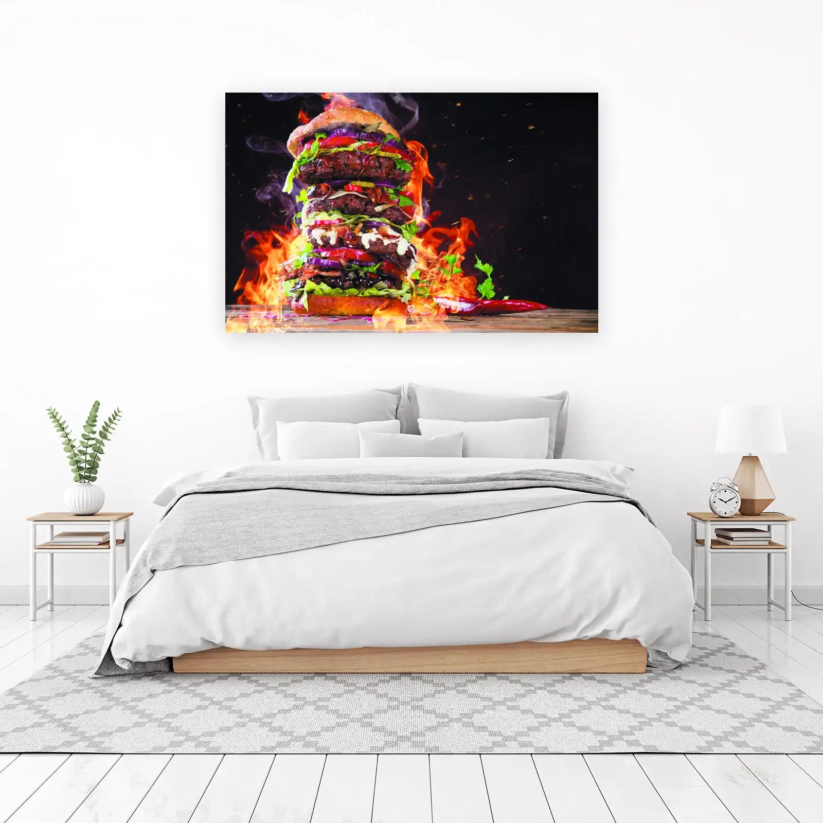 Epic Flaming Burger Art Wall Art