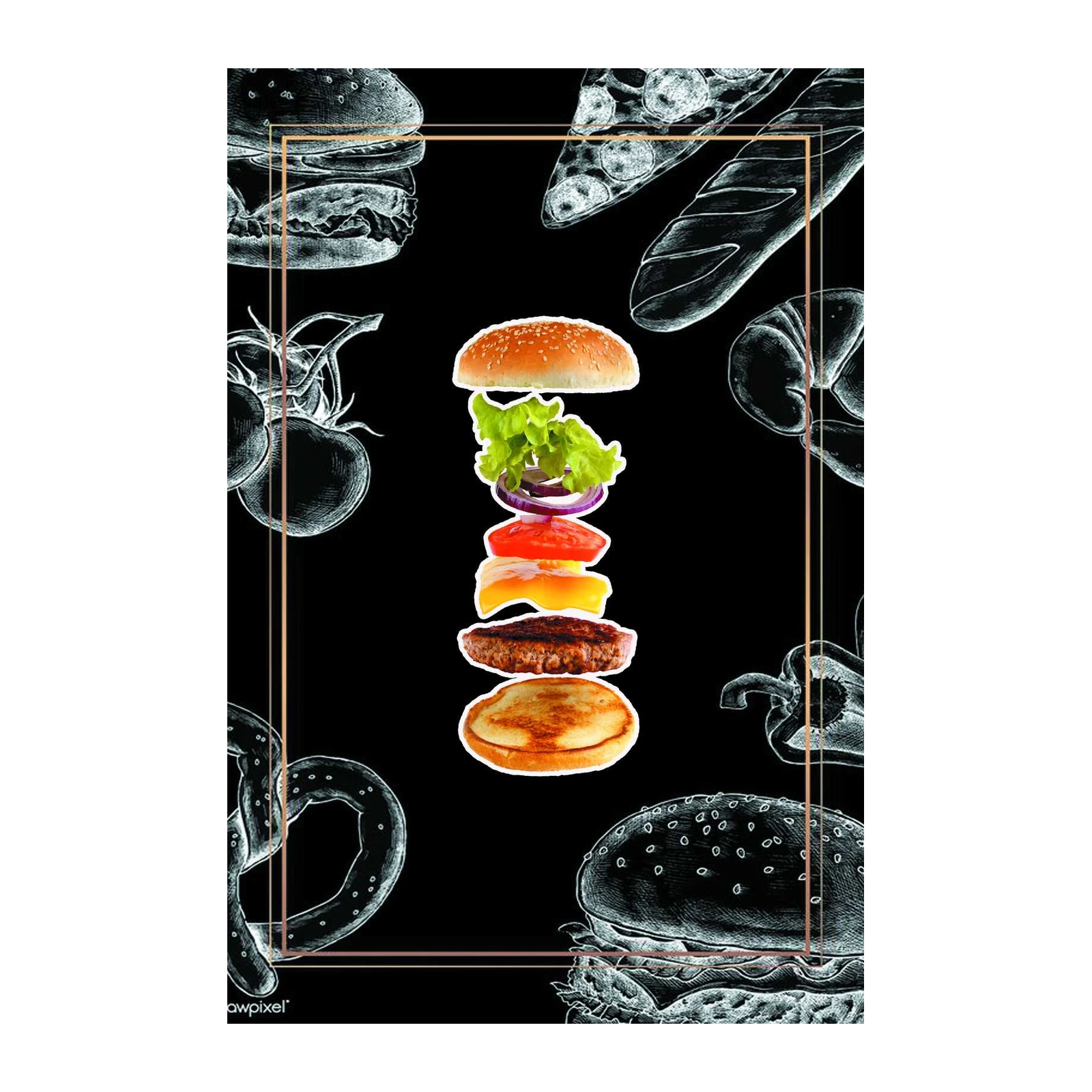 Deconstructed Burger Art Wall Art