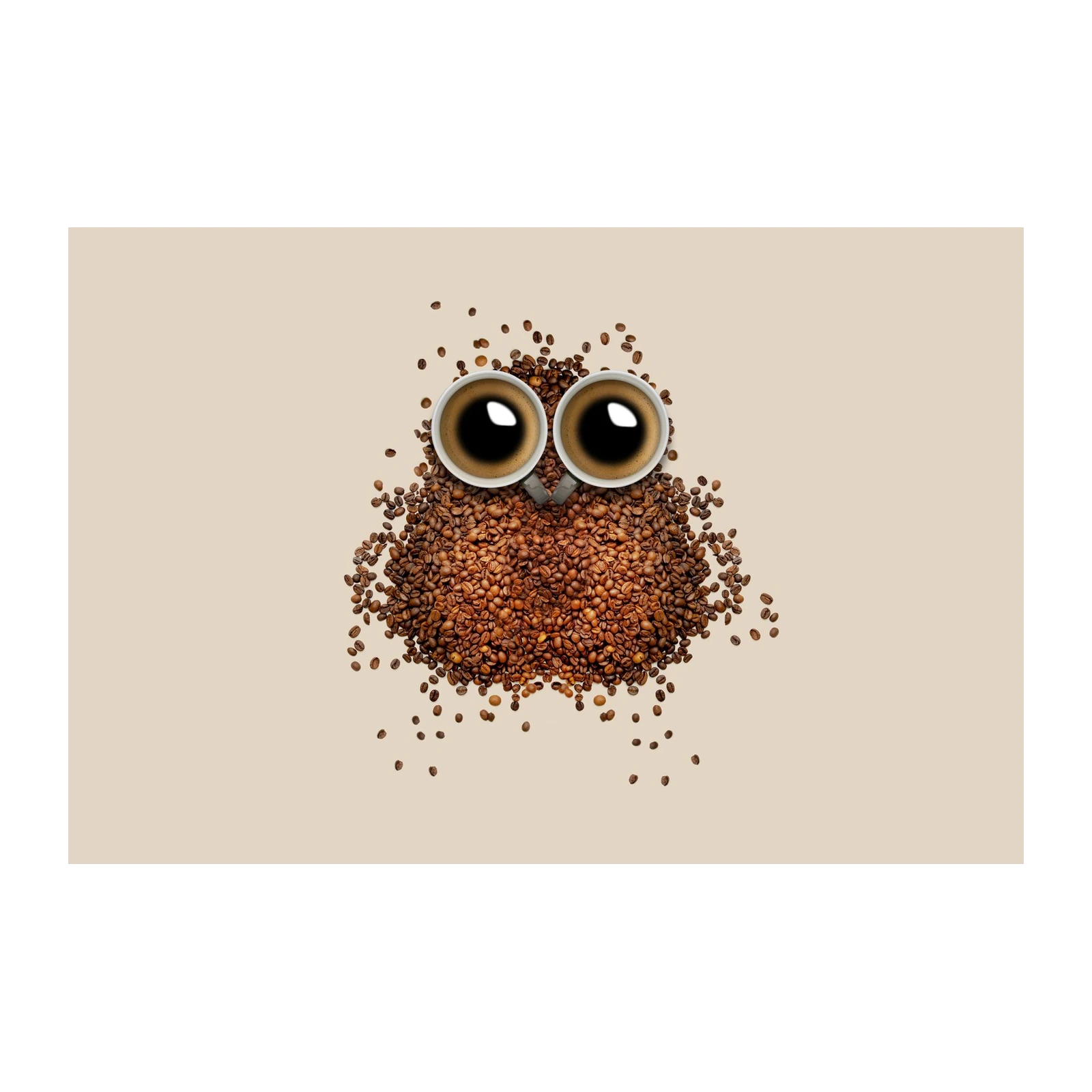 Whimsical Owl Coffee Bean Wall Art
