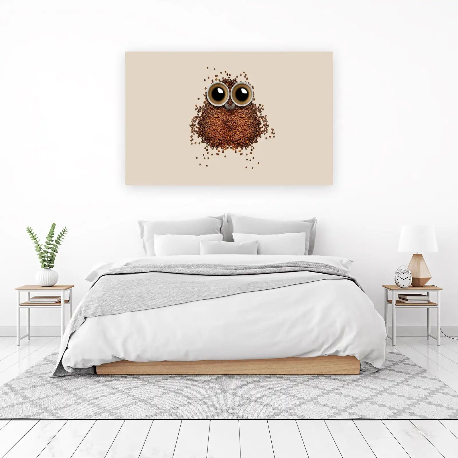 Whimsical Owl Coffee Bean Wall Art