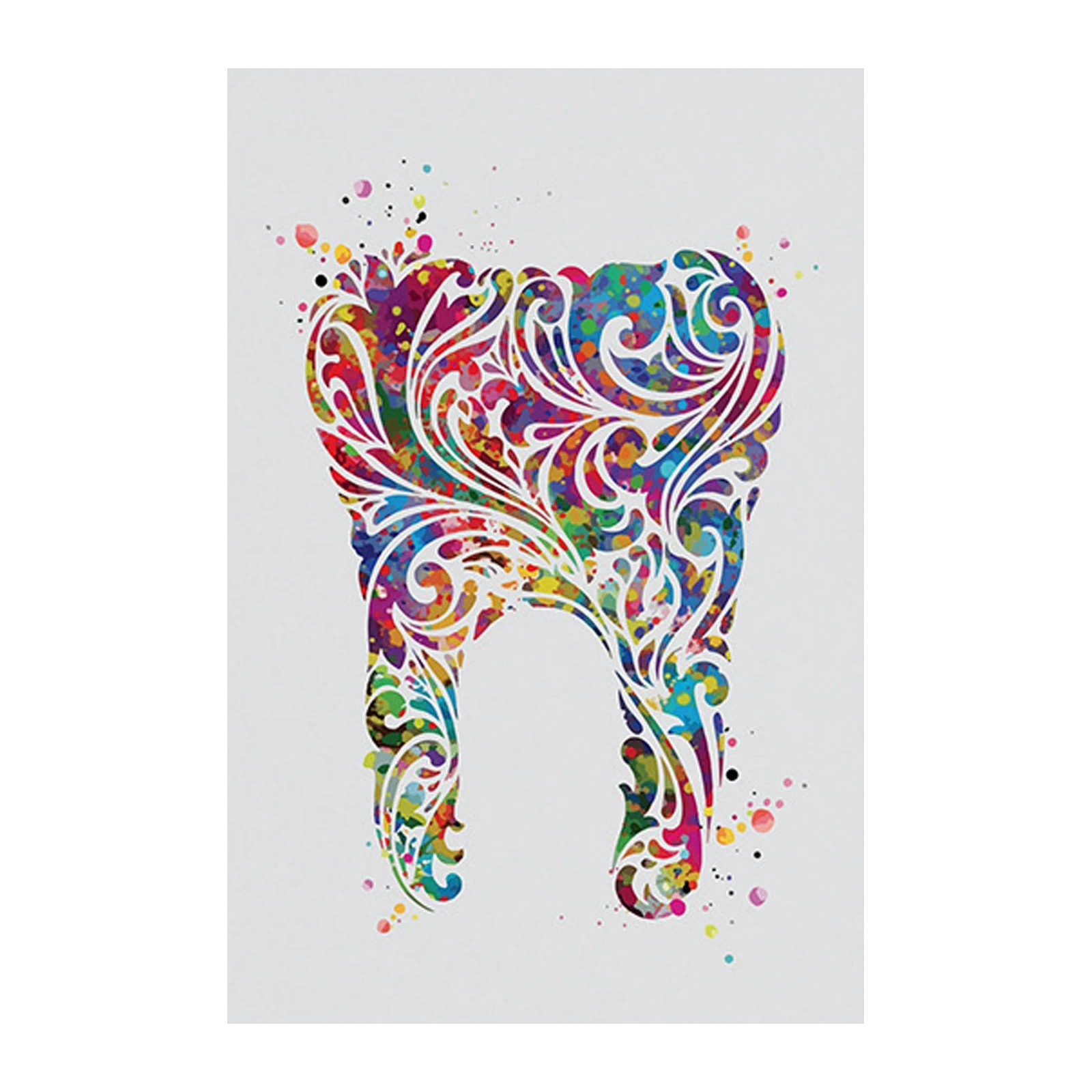 Vibrant Dental Art Watercolor Tooth Wall Art