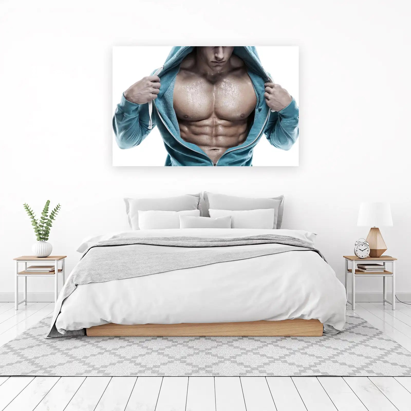 Sweaty Abs Turquoise Hoodie Wall Art