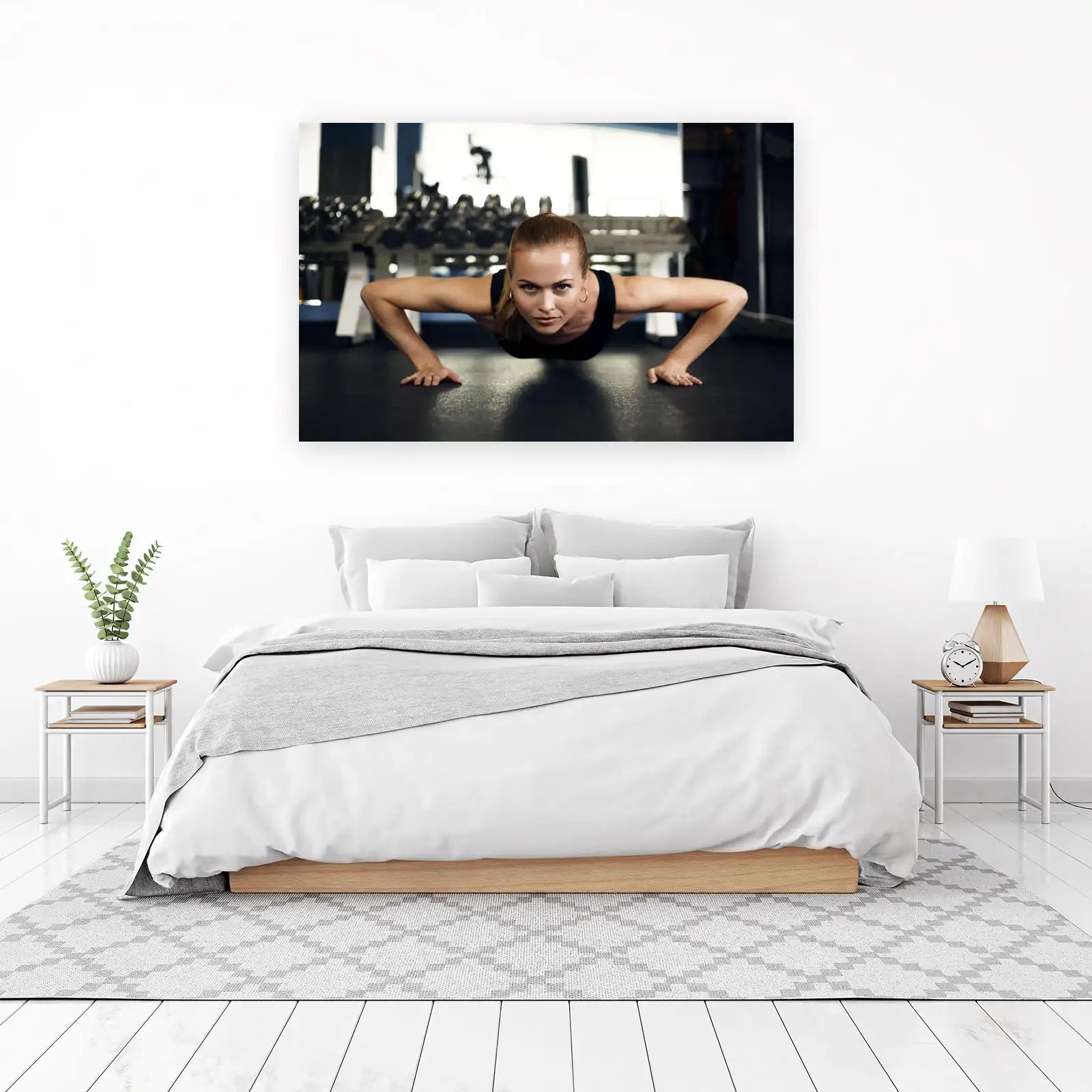 Focused Fitness Woman Push-up Wall Art