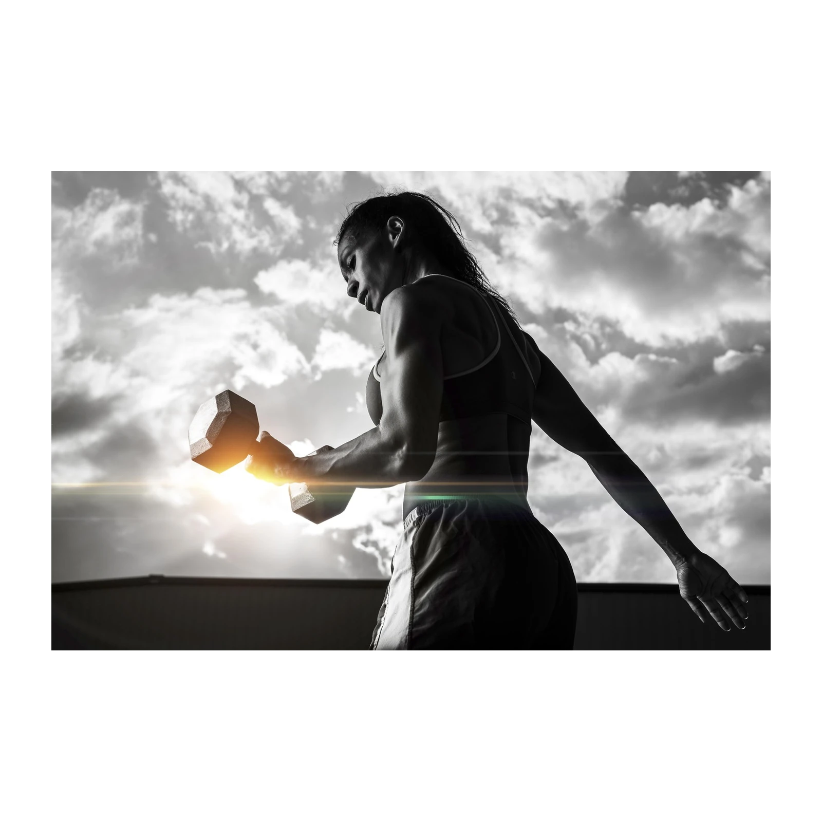 Empowering Strength Fitness Woman Dumbbell Wall Art