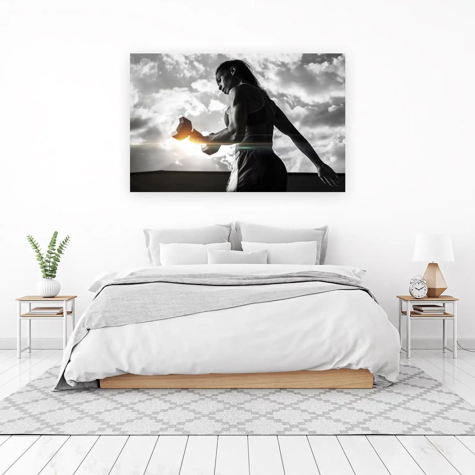 Empowering Strength Fitness Woman Dumbbell Wall Art