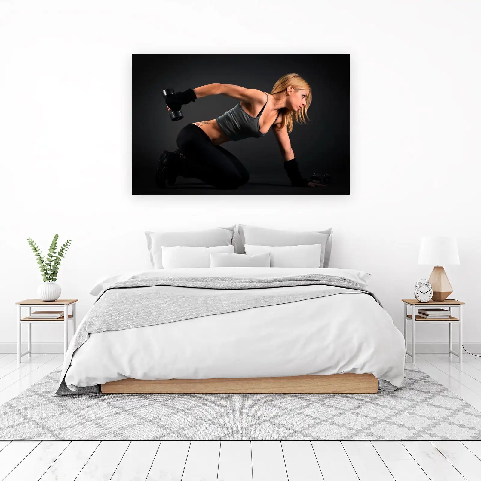 Fitness Motivation Woman Dumbbell Wall Art